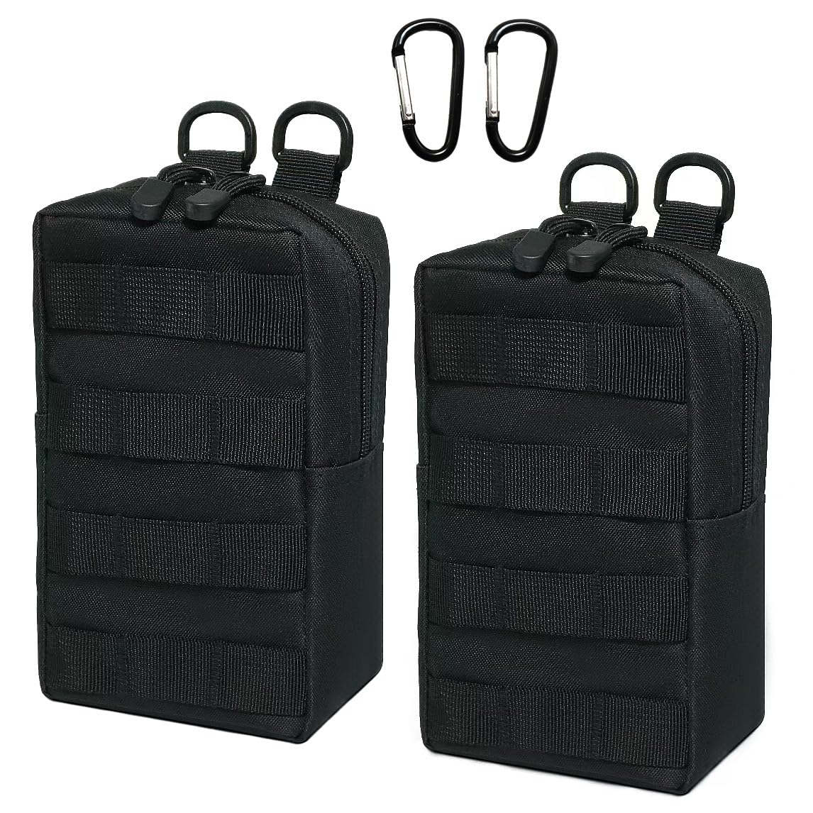 2 Pack Tactical Molle Pouches, Molle Utility Pouch, Small Tactical Bag, Belt Pouch, Compact Water-Resistant EDC Pouch (Black)