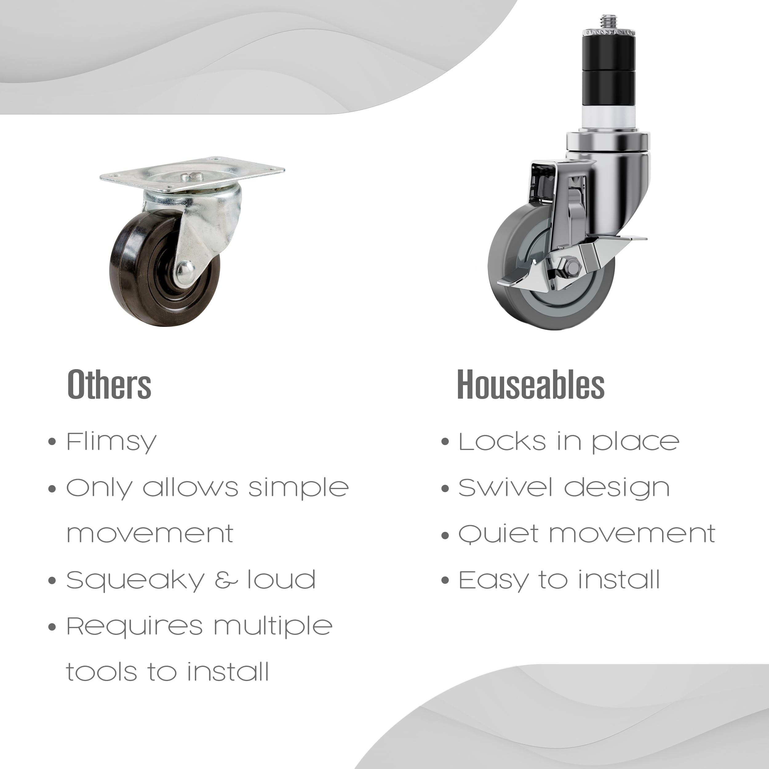 Snapklik.com : Table Casters, Table Wheels, Set Of 4, Folding Tables ...