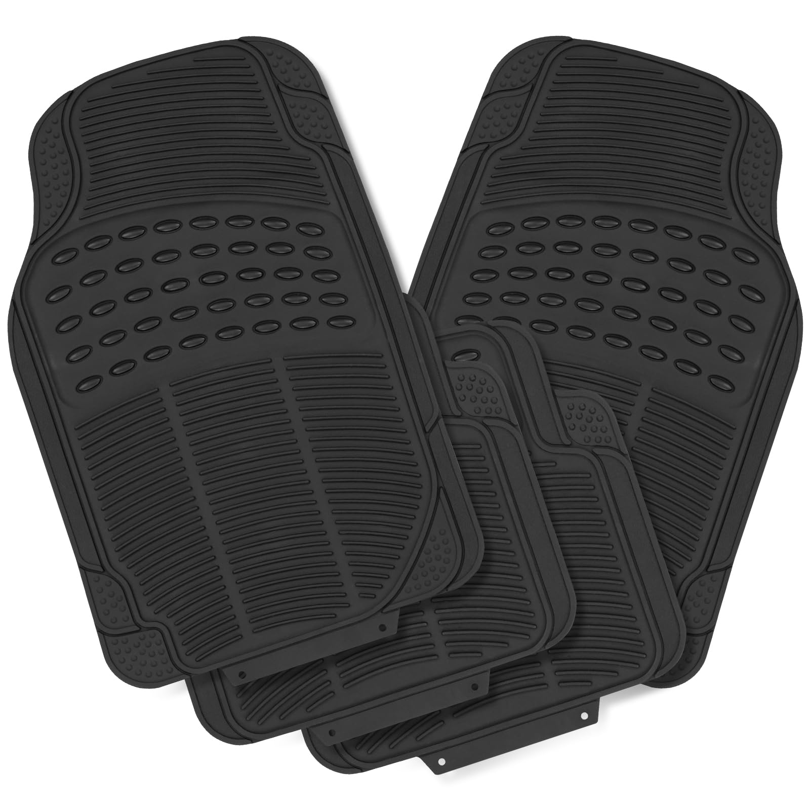 WOLTU Universal Auto Fußmatten Gummimatten Gummi Matten Set Schwarz