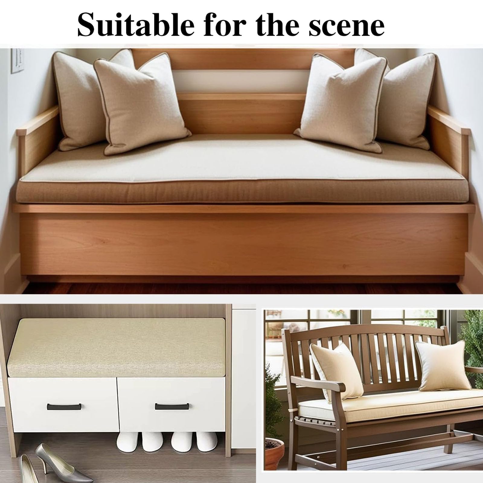 Générique Coussin Salon de Jardin Exterieur, Coussin Banc Banquette- 5cm Coussin de SièGe de FenêTre D'IntéRieur avec Fond AntidéRapant Lavable Déhoussable pour Balancelle en Rotin,Gris,130x35x5cm