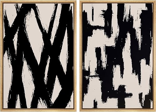 Miniatura 92 de SIGNLEADER Lienzo enmarcado para pared, juego de arte geométrico de mediados de siglo, formas de tocadiscos de música, ilustraciones abstractas,