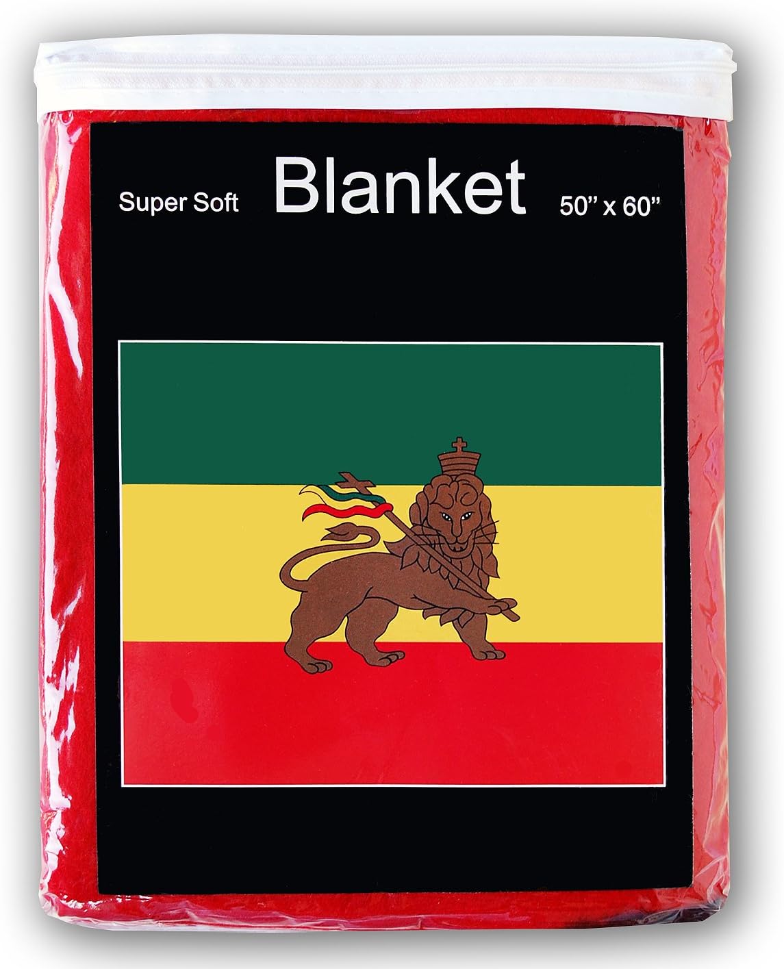 Ethiopian Flag Fleece Blanket 5 ft x 4.2 ft. Throw Cover Flag of Ethiopia Lion of Judah Haile Selassie Rastafari
