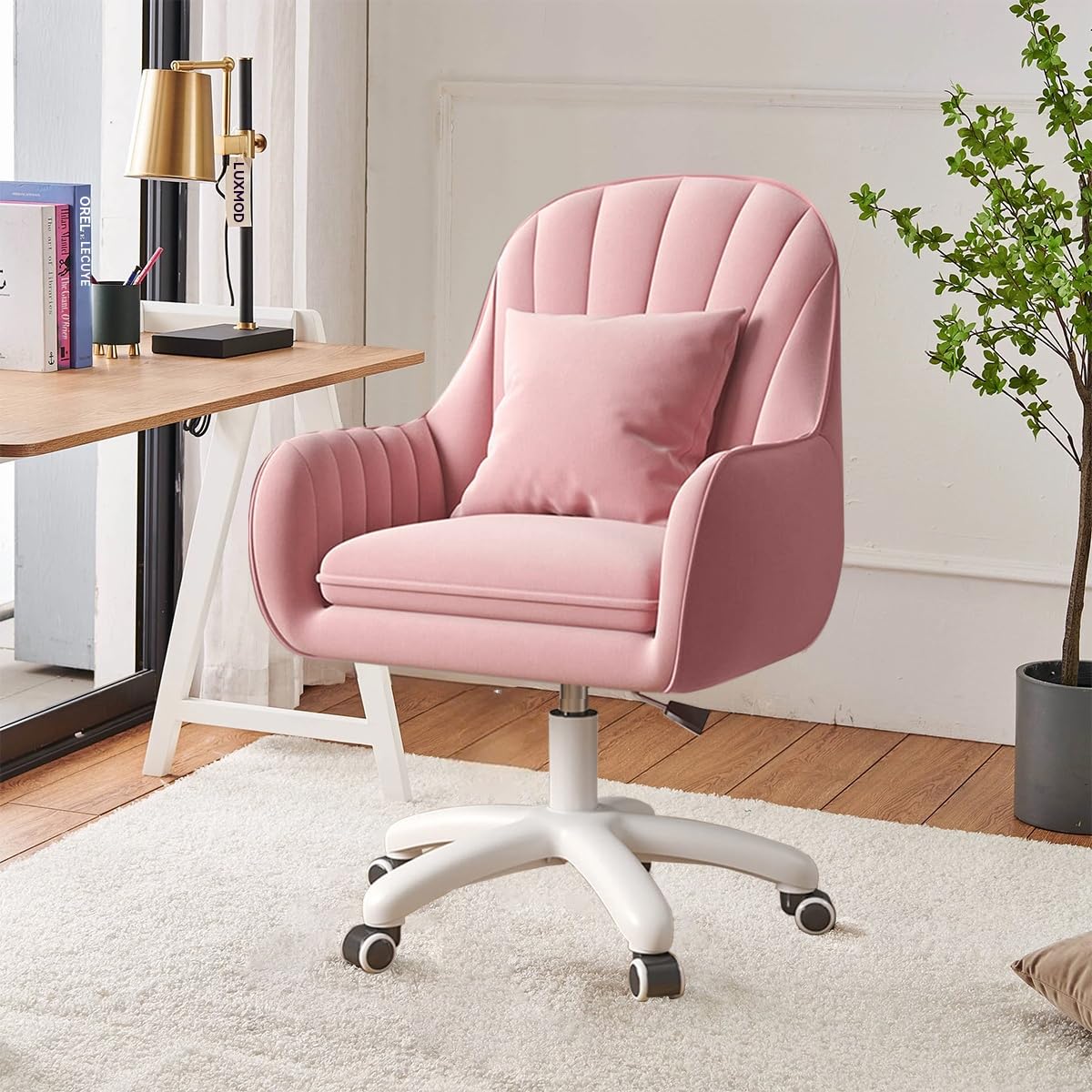 Chaise de Bureau pour la Maison Chaise de Dressing en Velours Chaise de Maquillage Mignonne avec roulettes Chaise d'ordinateur réglable en Hauteur