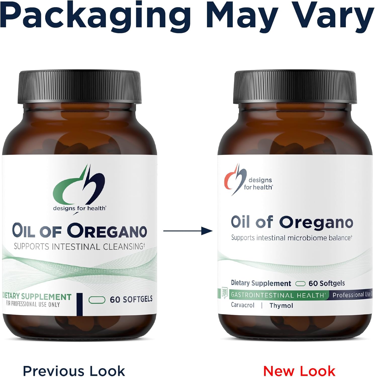 Designs for Health Oil of Oregano - Oregano Oil Capsules with Highly Concentrated Carvacrol - Supports Intestinal Cleansing - Oregano Oil Pills for GI Support (60 Softgels)