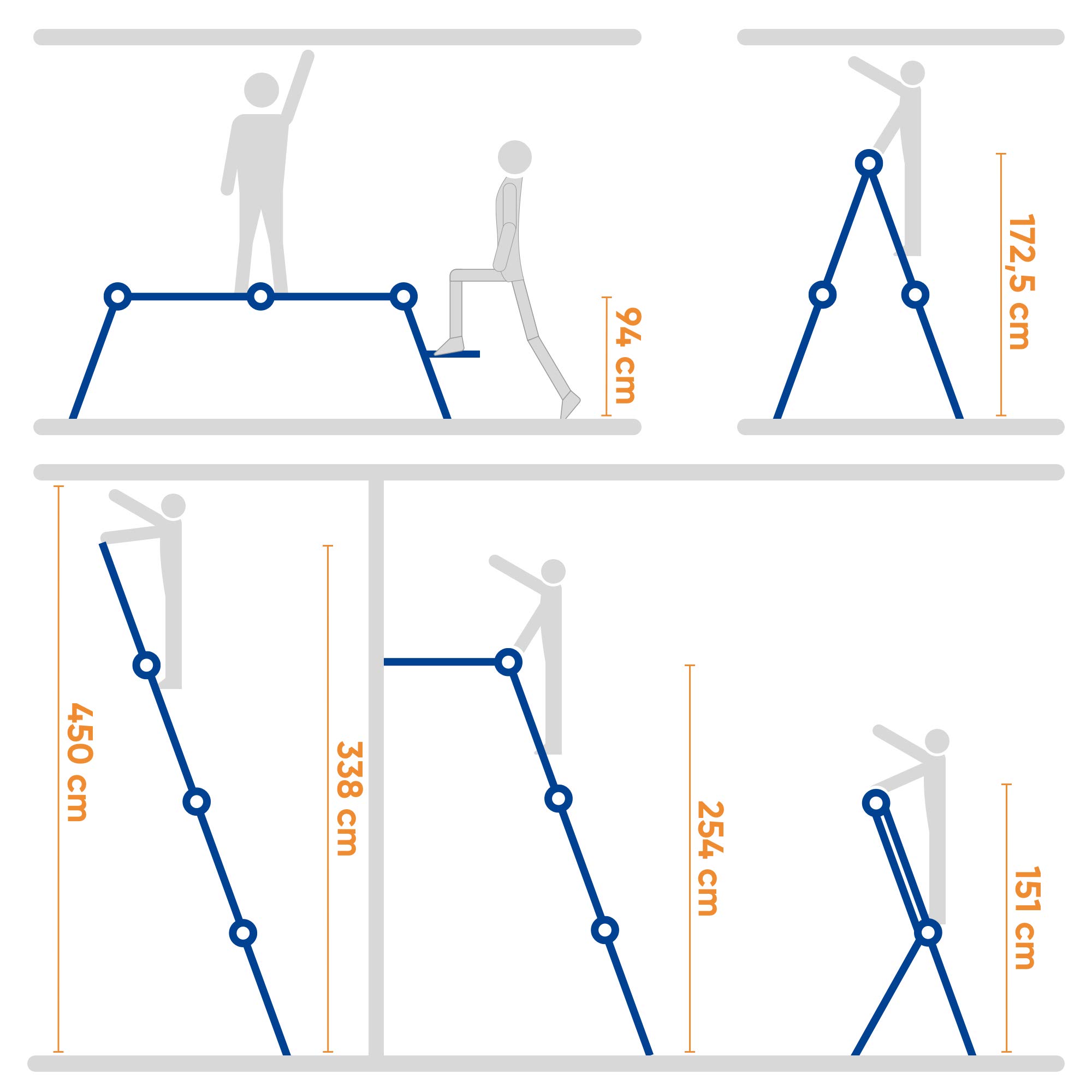KELI - Echelle articulée 3,5m Multifonctions,Multi-Position,Plateforme,Fabriqué en Alu, Qualité Professionnelle, Marche d'accès Confort, Certifiée à 150kg, EN131 CE