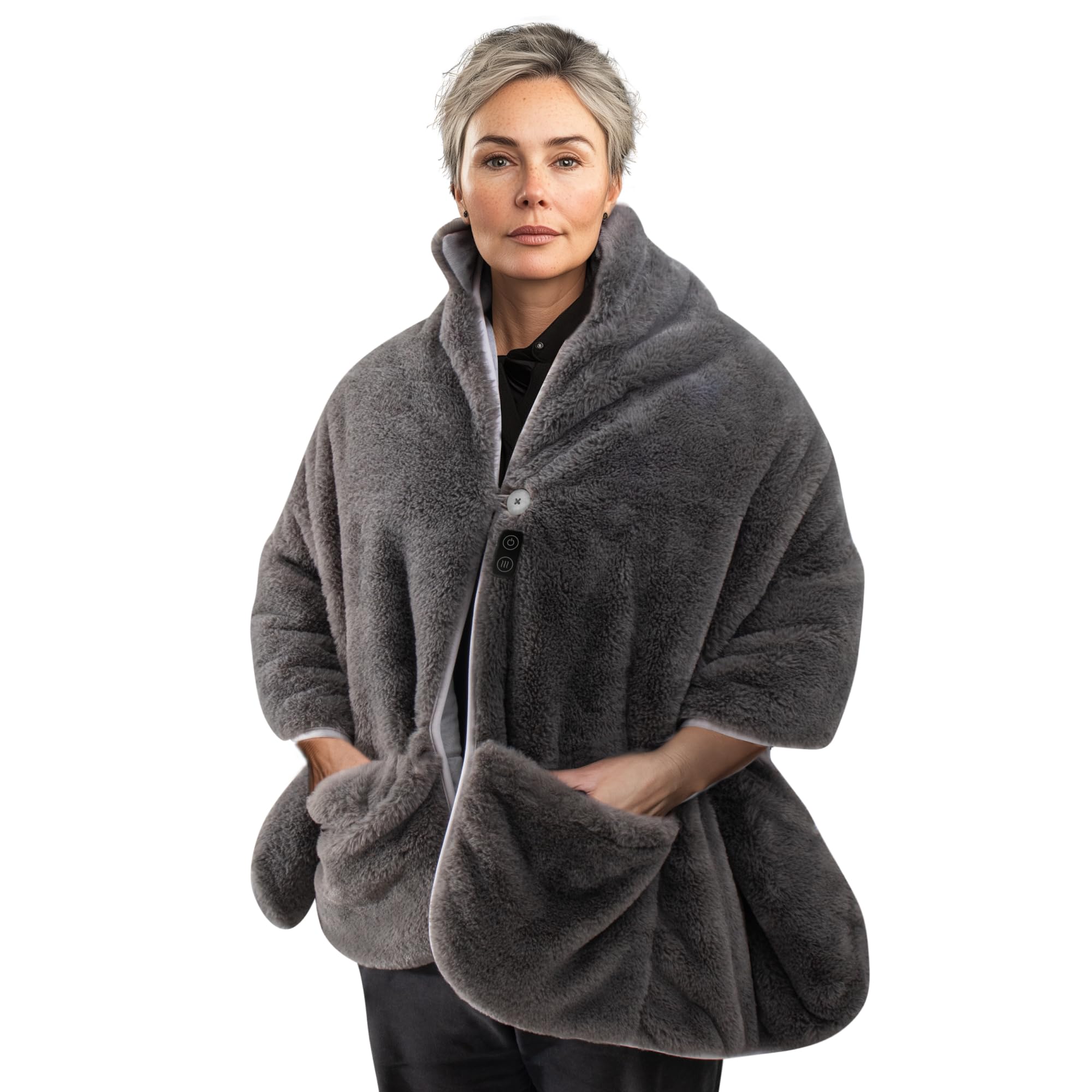 Homedics Cosy Cordless Warming Shawl - Wearable Heated Blanket with 2 Heat Settings, Cordl...