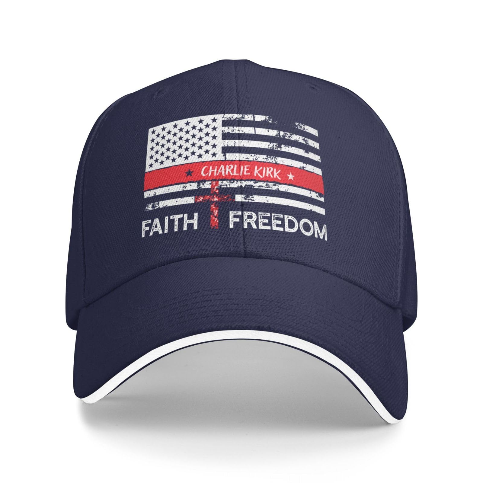 Kwqdozf Unisex Navy Blue Charlie Kirk Faith Freedom Hat Men Funny Dad Hat Birthday Gifts For Men