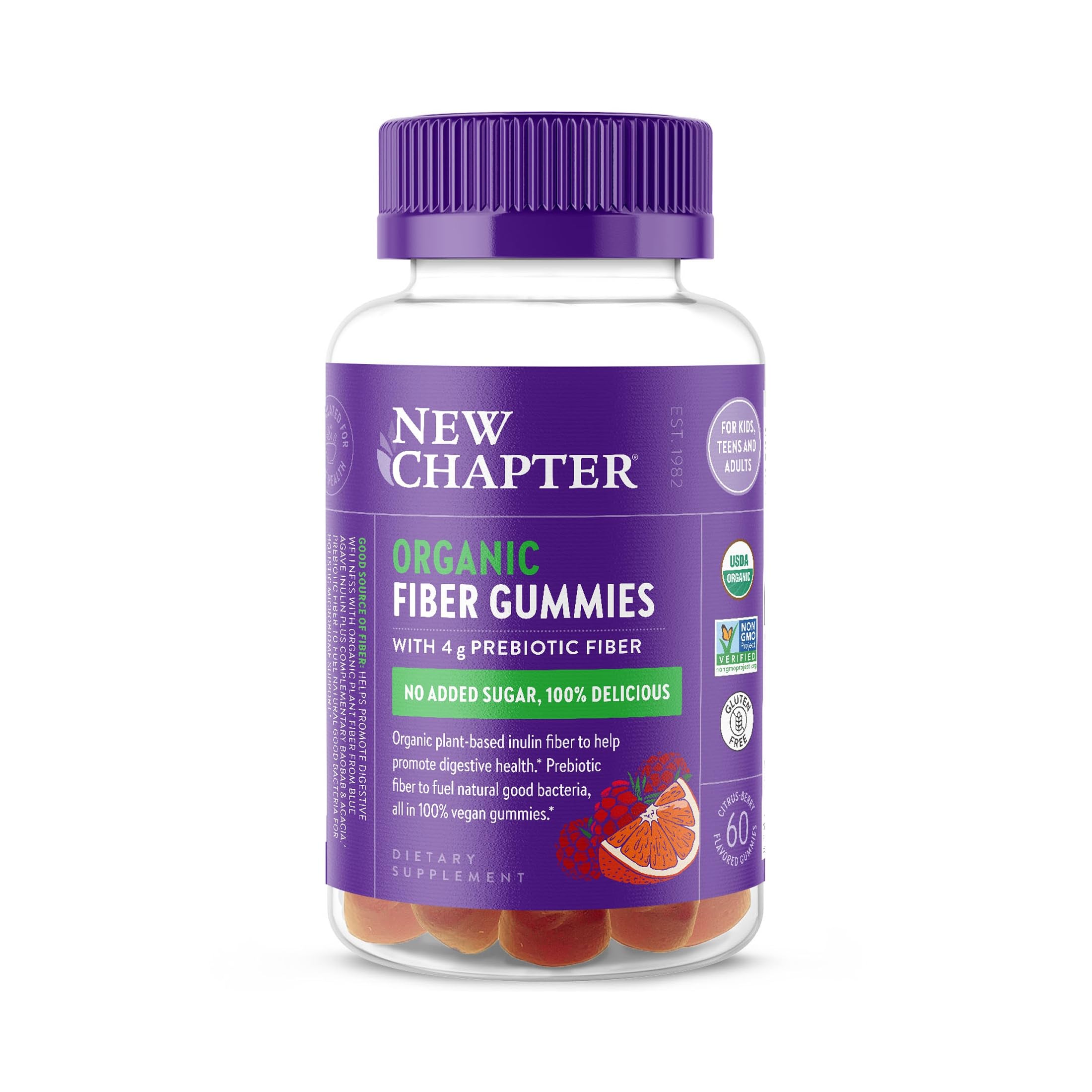 New Chapter Organic Prebiotic Fiber Gummies, 60 Gummies 60 Count (Pack of 1)