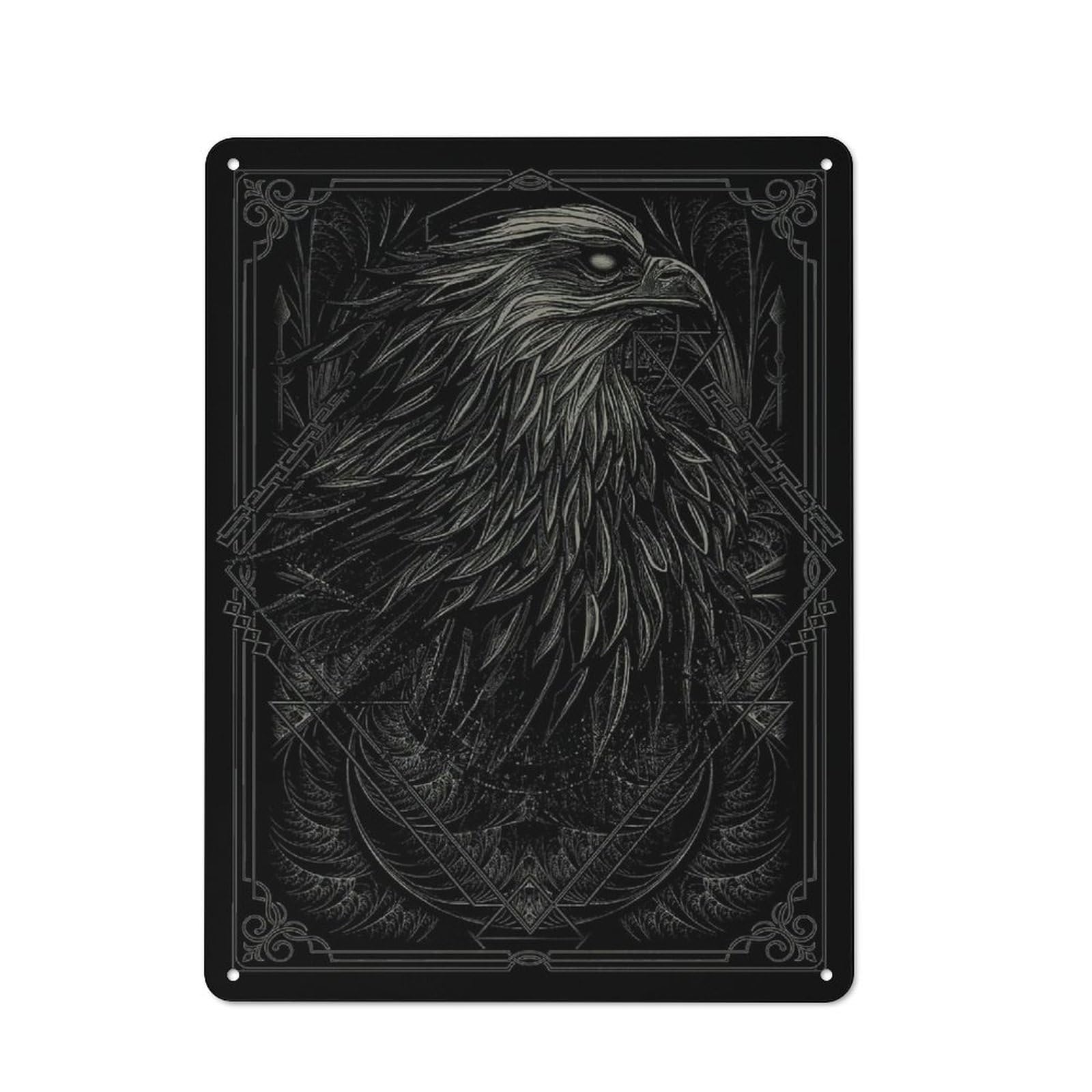 Junmoney Eagle 2 Metal Wall Sign 40X30cm, Retro Decor For Hallway Wall, For Wall Display Collectors