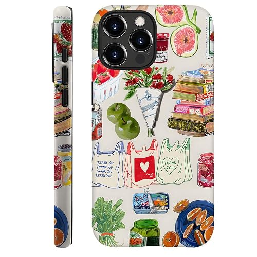 Piodaidy Compatible with iPhone 16 Pro,Durable & Shockproof Phone Case Cover Design - Summer Vegetable Book Collage