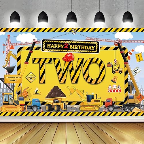 Pancarta de cumpleaños de construcción, pancarta de construcción de feliz segundo cumpleaños, suministros de fiesta de cumpleaños de construcción de disponible en Yaxa Peru