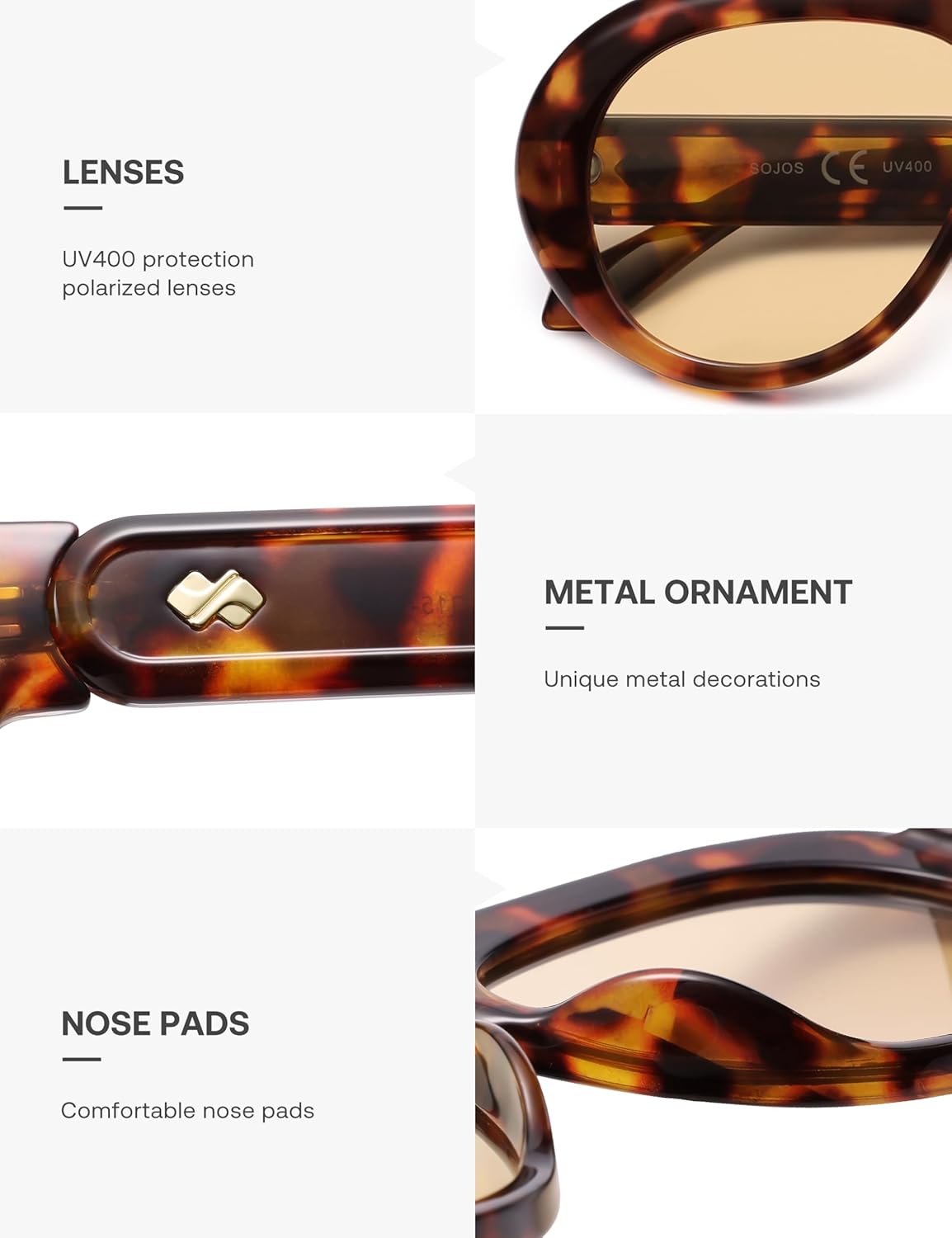 SOJOS Trendy Oversized Polarized Aviator Sunglasses Womens Men Retro Vintage 70s Style UV Protection Sun Glasses SJ2390 Global Recycled Standard Global Recycled Standard Global Recycled Standard - Image 4