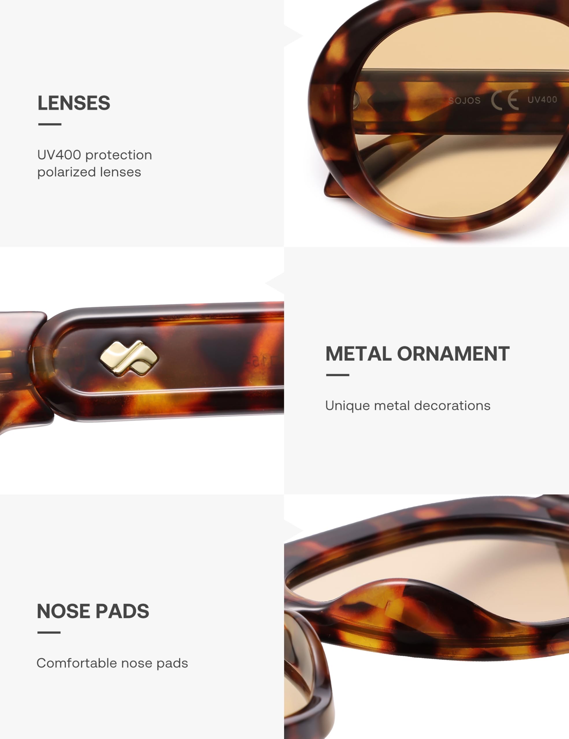 SOJOS Trendy Oversized Polarized Aviator Sunglasses Womens Men Retro Vintage 70s Style UV Protection Sun Glasses SJ2390 - 4