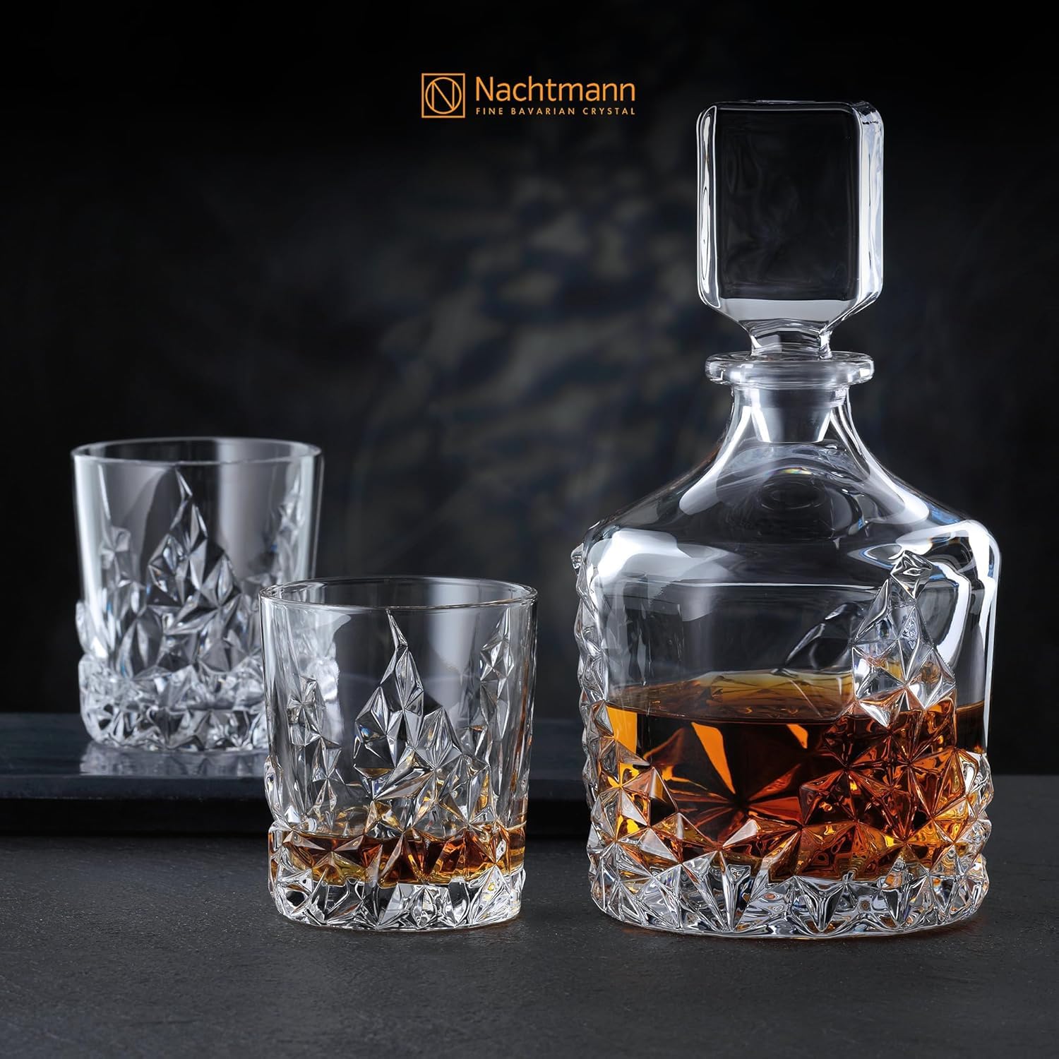 Nachtmann Whisky Gläser 340 ml, 12 Stück, Sculpture, 101968-3, Whiskygläser aus Kristallglas, Tumbler spülmaschinenfest