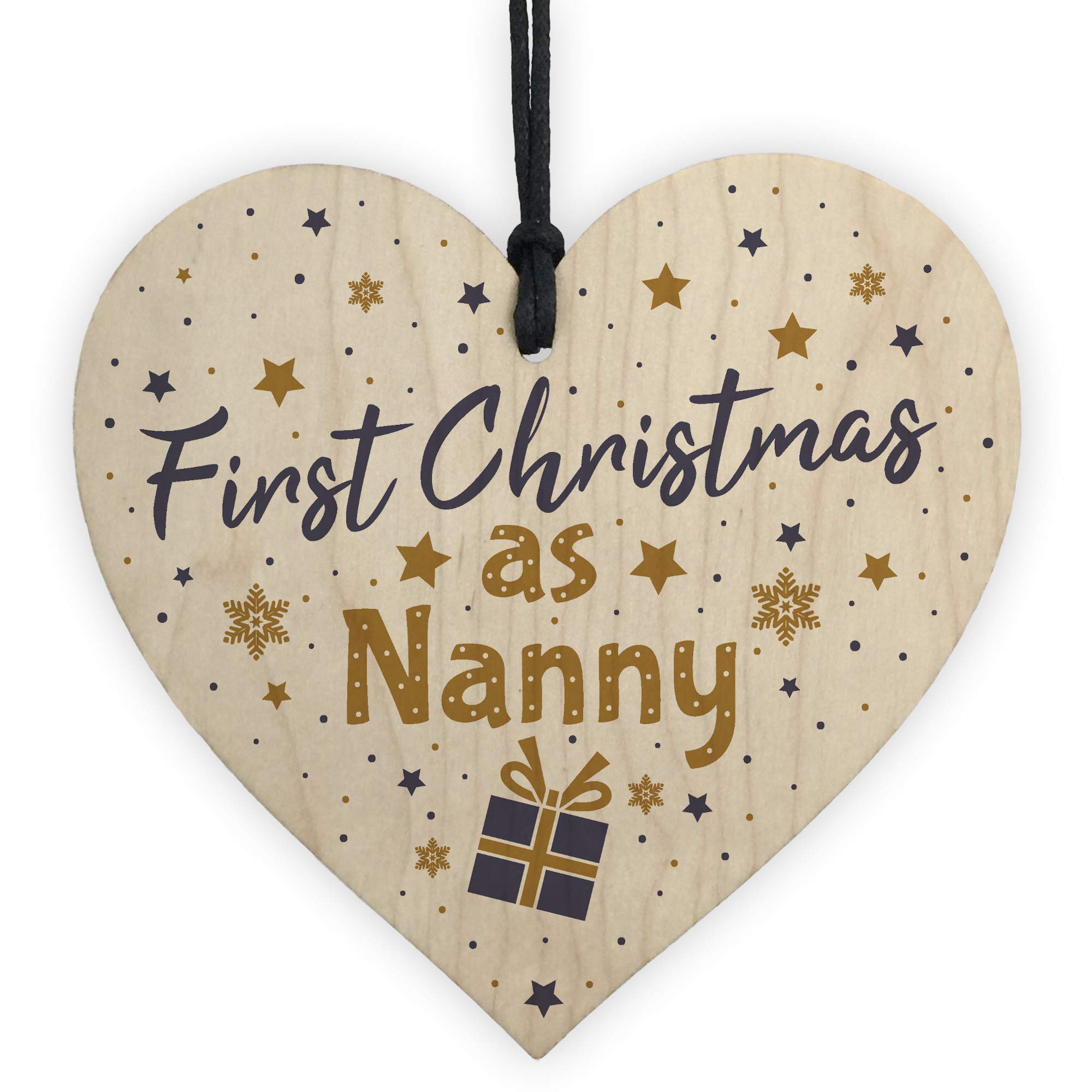Red Ocean First 1St Christmas As Nanny Tree Decoration Bauble Handmade Wooden Heart Nan Gift Keepsake