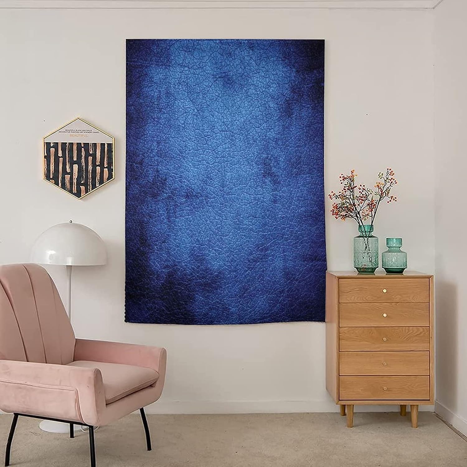 Self Adhesive Portable Blackout Curtains, Navy Blue Room Darkening Curtains, Martian Alien Skin Like Dark Blue Print Temporary Blackout Blinds,47W x63L Inches, for Bathroom Living Room Bedroom