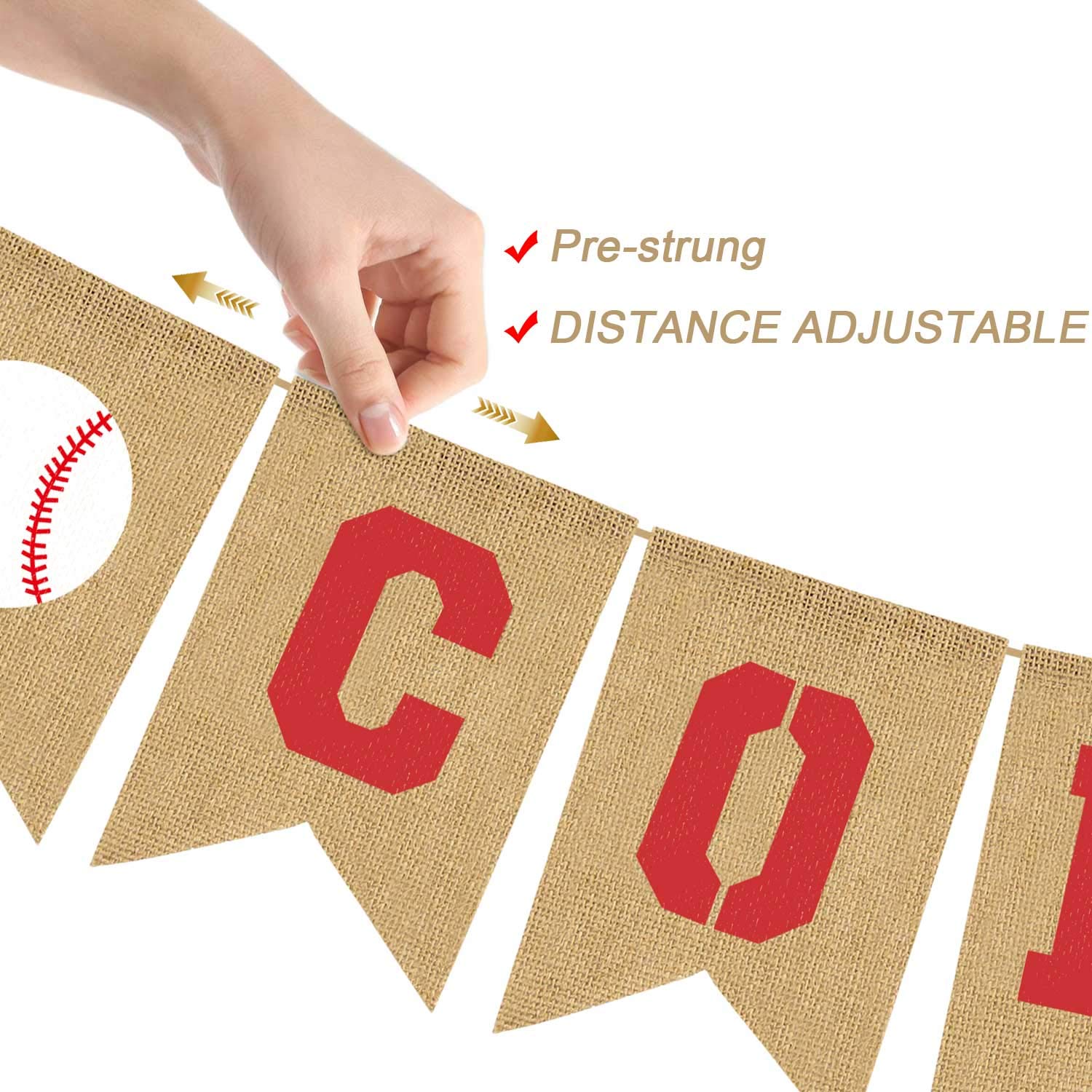 Baseball-Thema Jute-Banner – Ca. 2,5m Lang, Einzelne Flaggen 13x18 Cm, Für Babyparty & Sportpartys