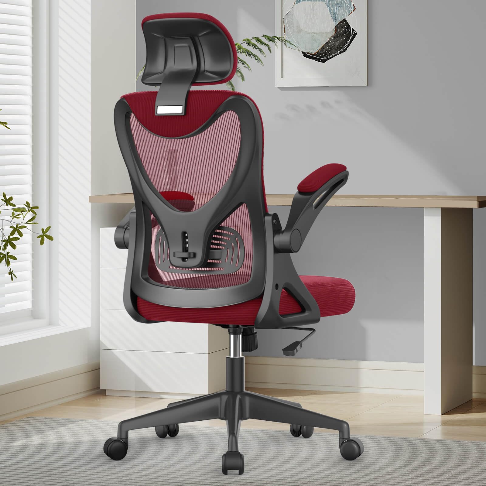 Office Chair - Ergonomic Desk Chair with Lumbar Support Headrest Adjustable, Padded Flip-up Armrests Comfy Seat Cushion High Back Executive Manager Chair For Home Office — image 1