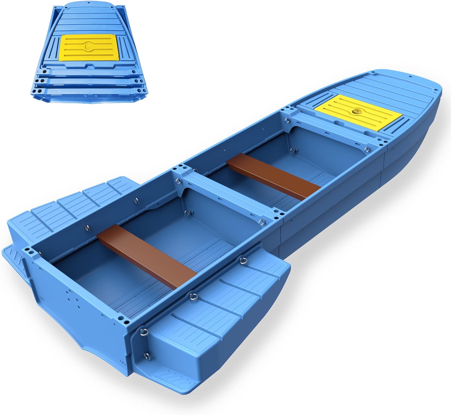 Fishing Boat, Folding Pontoon Boat, Fits in Trunk - Portable Modular Kayak, Seats 2-6, Motor-Ready, Sturdier Than Inflatable Boats - Ideal for Lure Fishing, Hunting, Rowing, Travel, Rescue