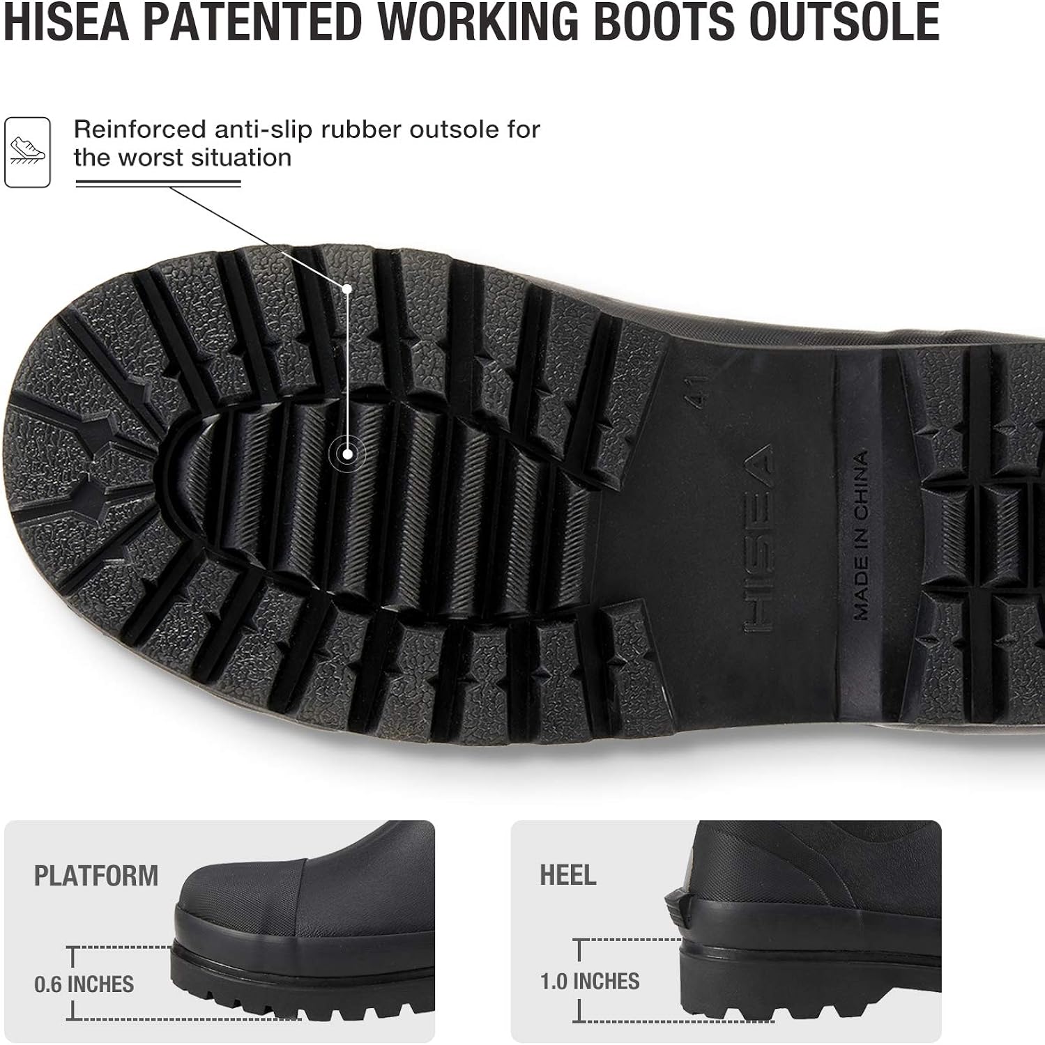  | HISEA Men's Rain Boots Waterproof Muck Mud Boots Insulated Rubber Boot | Rain