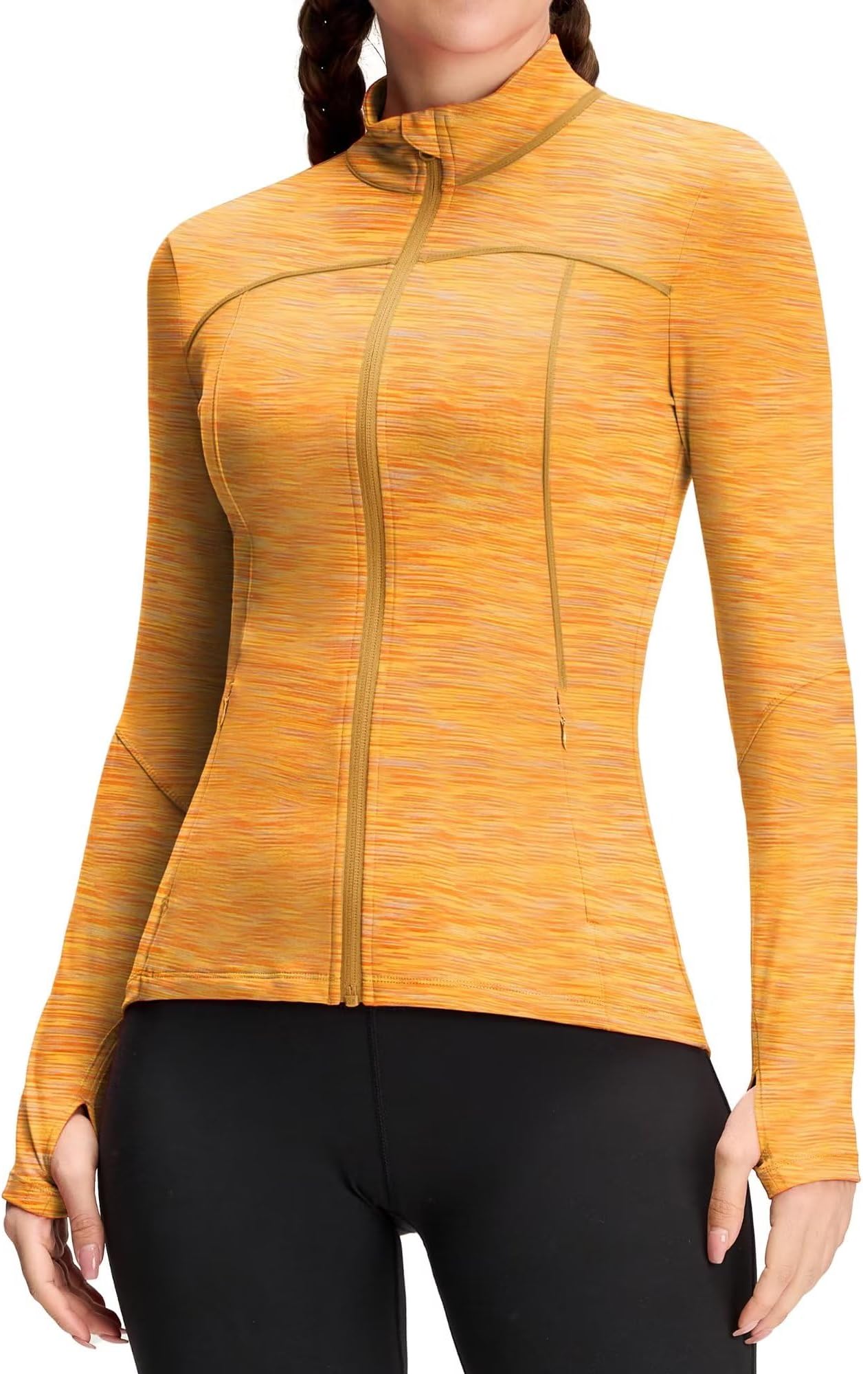 QUEENIEKE Ladies Soft Cotton Full Zip Slim Fit Running Jackets with Pockets