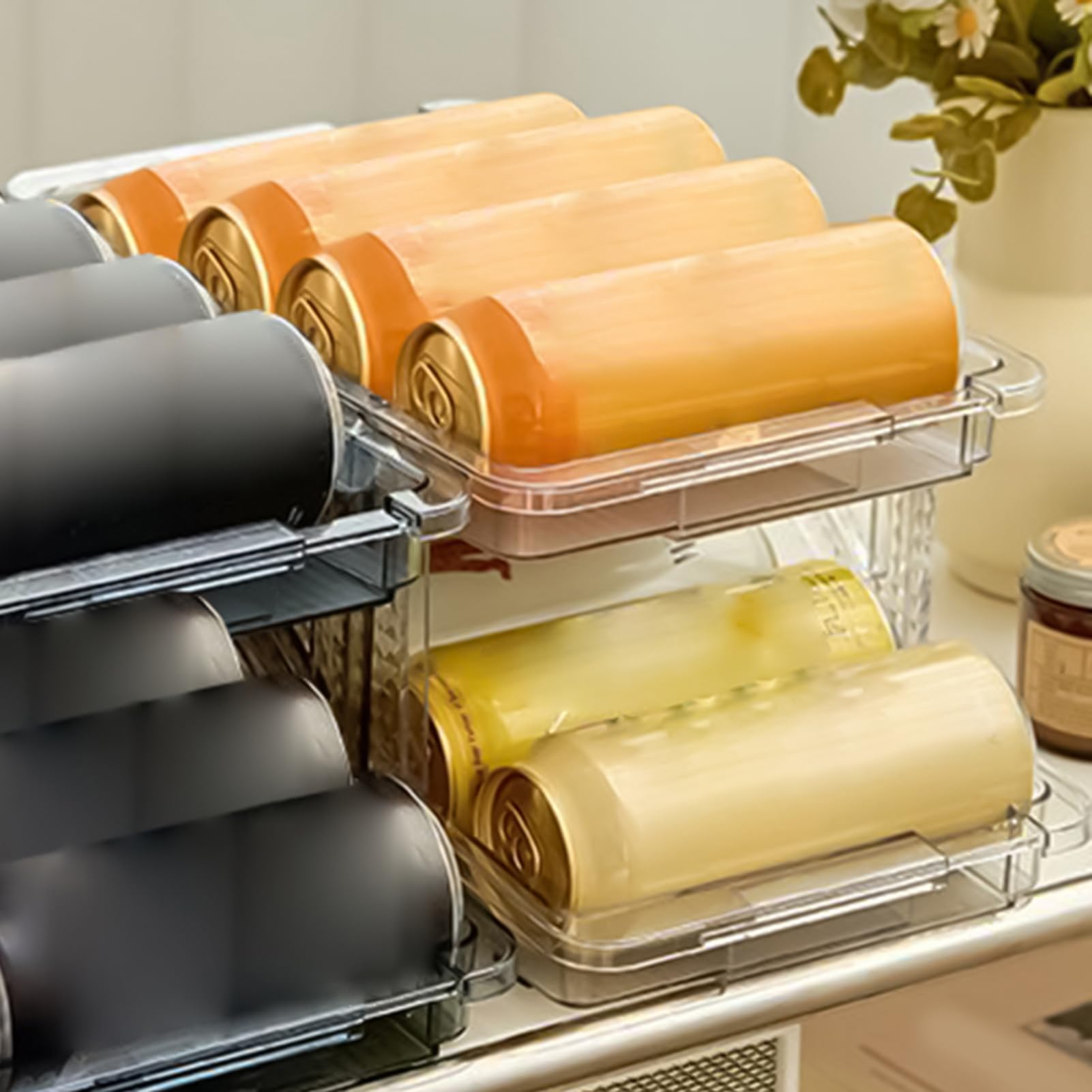 Organizer per Lattine Moderno Porta Bevande Automatico Trasparente a