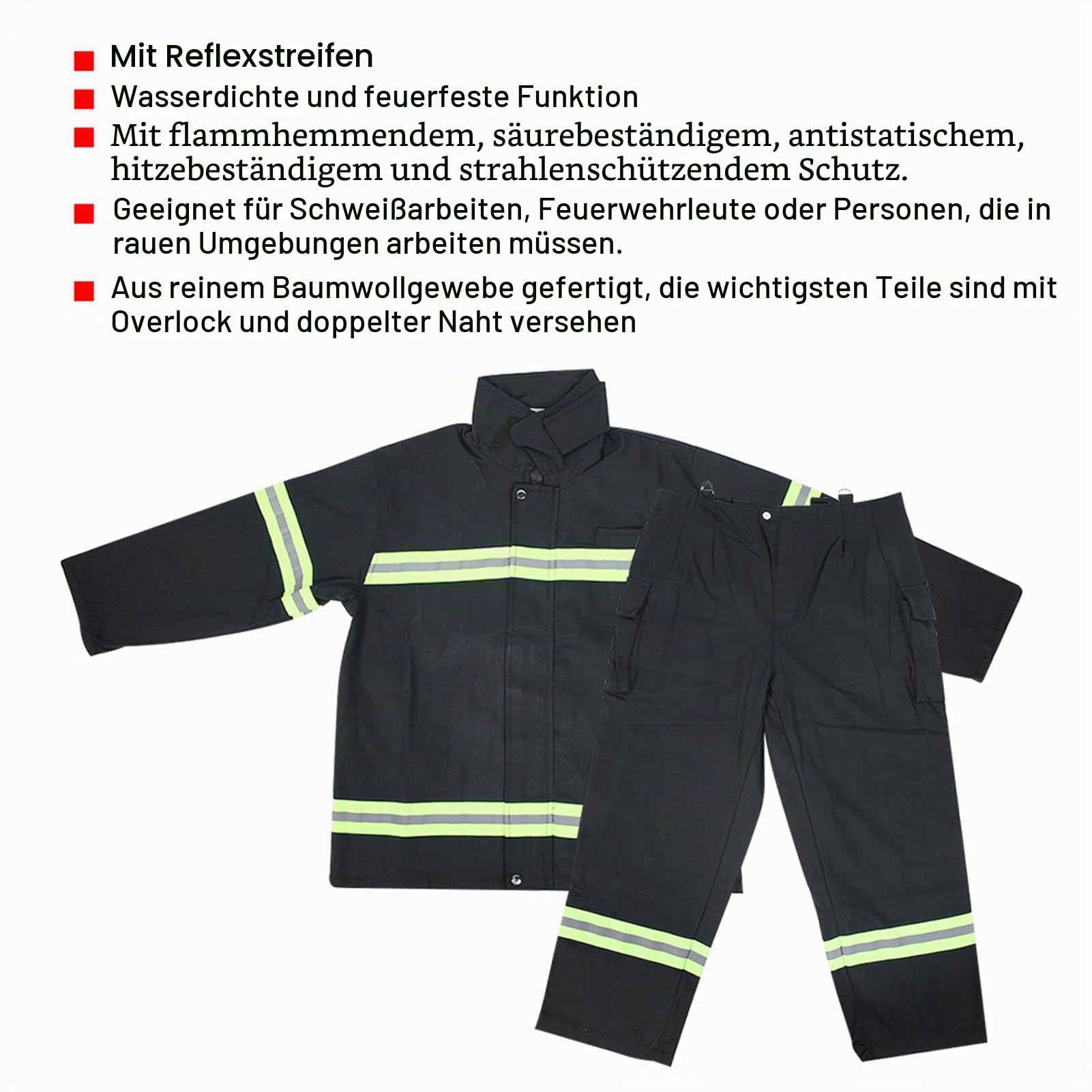 Flammhemmende Kleidung, Feuerfest, Hitzebeständig, Feuerwehr-Schutz, Reflektierender Mantel, Hosen, Persönliche Schutzausrüstung(XL-Dunkelblau)