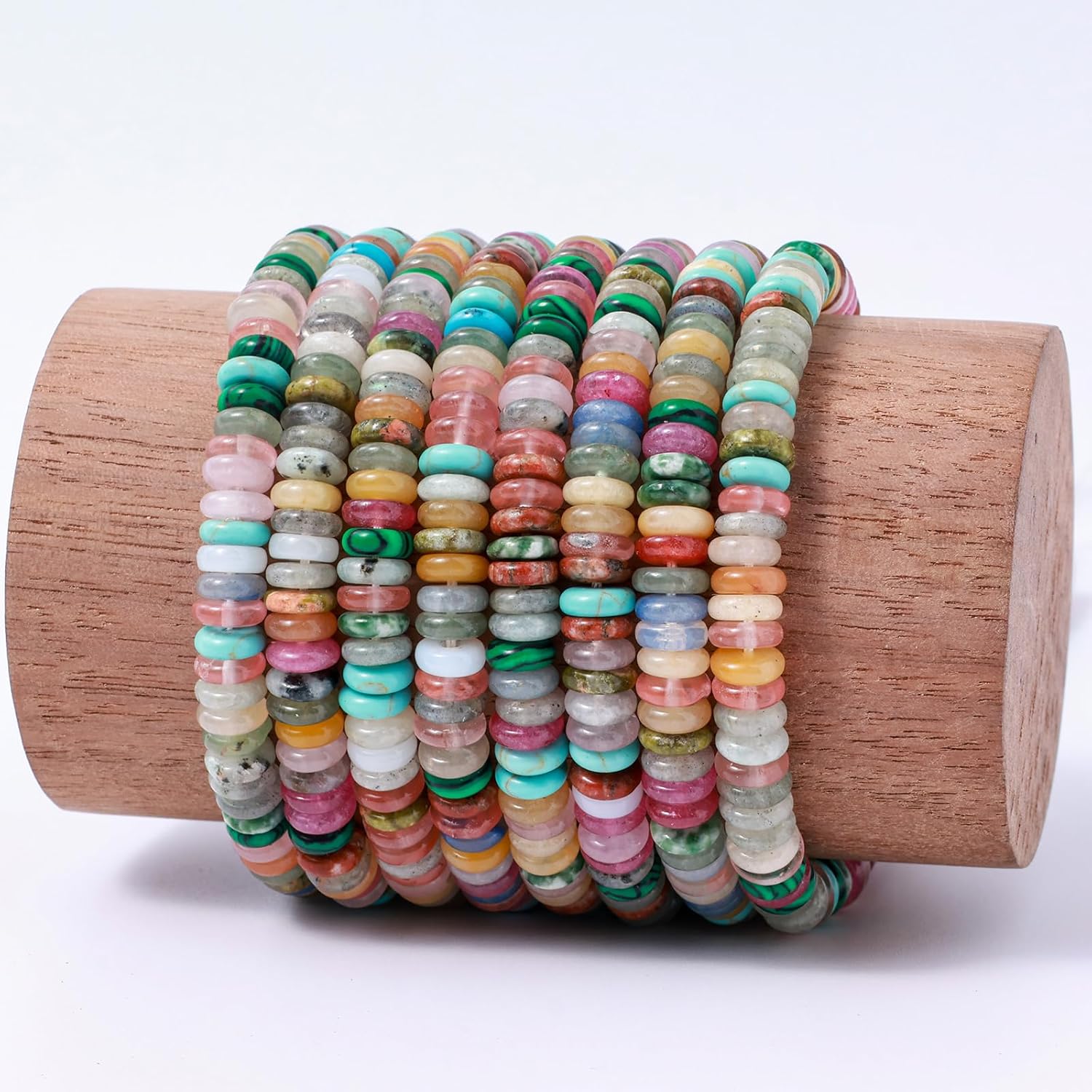 Natural Light Mix Colored Stone Disk Spacer Beads 6x2mm 38cm/str Flat Rondelle Loose Semi Gemstone Caps for Making Bracelets Necklace - Image 2