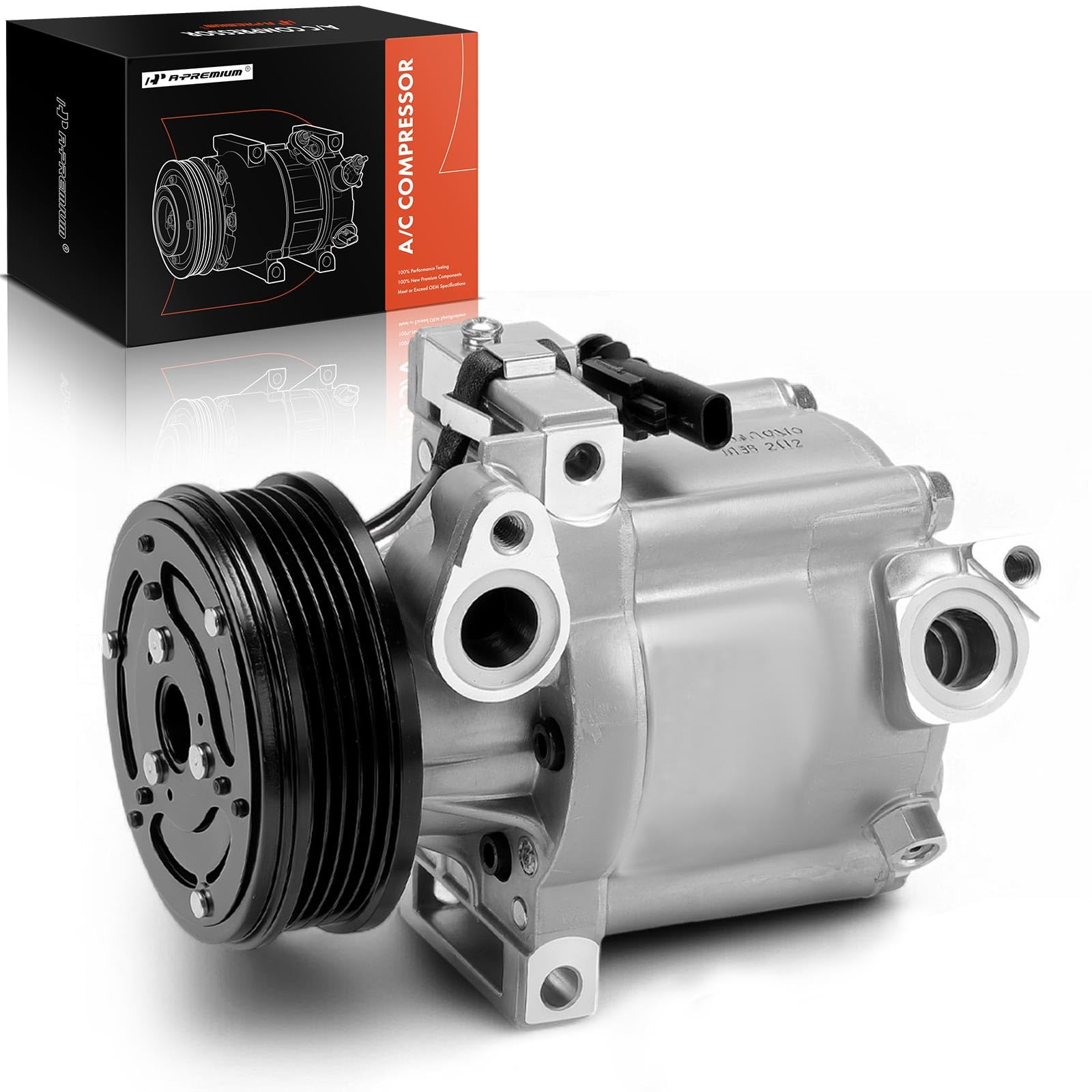 A-Premium Air Conditioner AC Compressor with Clutch Compatible with Chevrolet Spark 1.4L 2016-2021, 5-Groove Pulley