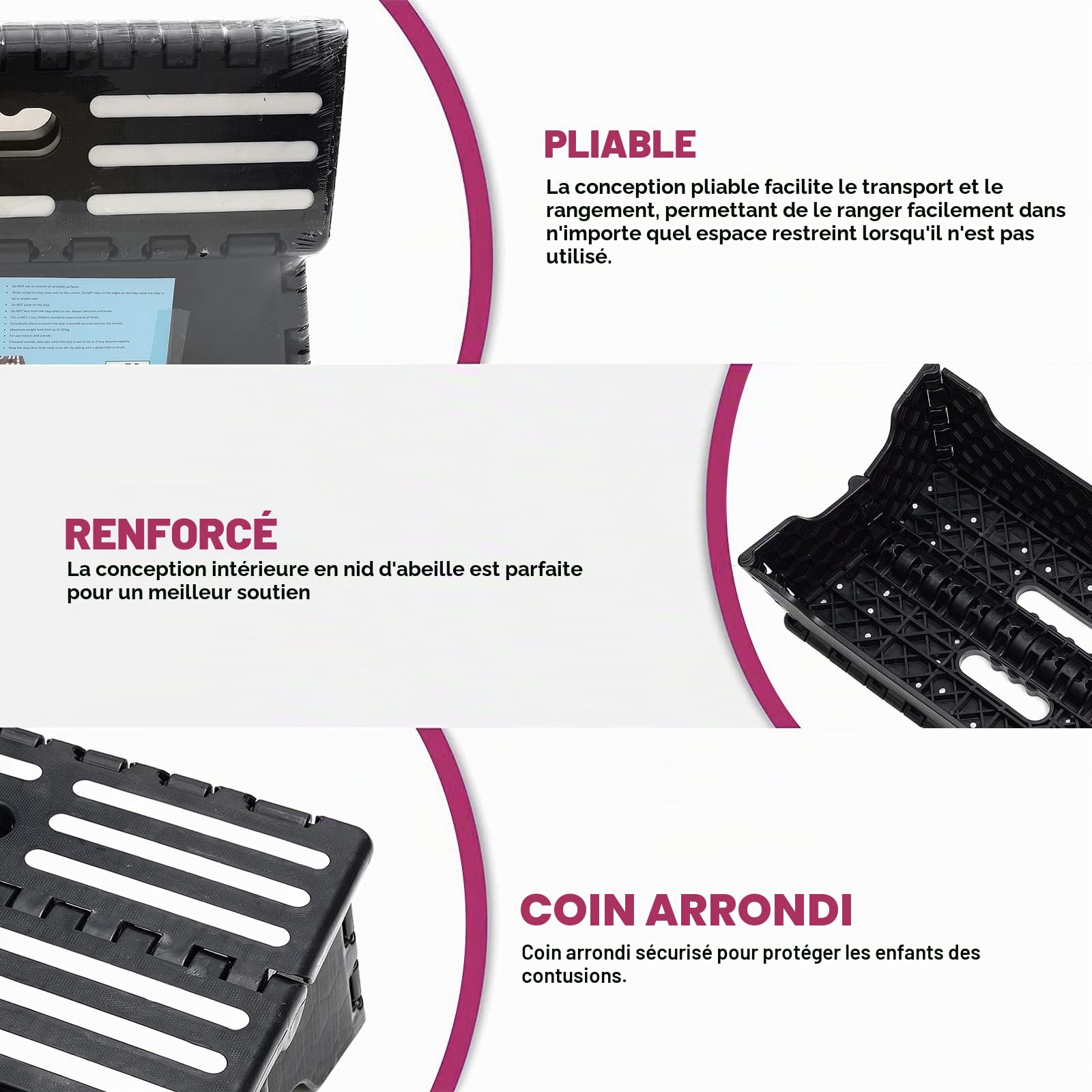 Marchepied pliable portable de 12.7 cm, demi marchepied pliable pour personnes âgées et adultes, un SUV et un camping-car, pour les personnes âgées qui se lèvent dans un lit haut ou des escaliers