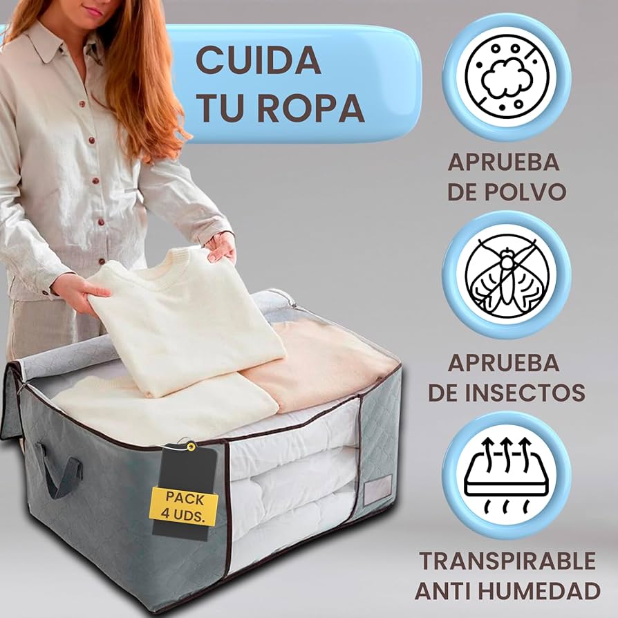 Maigacy Lot De 4 Sacs De Rangement 90L - Pour Vêtements, Couettes, Jouets - Fenêtre Transparente