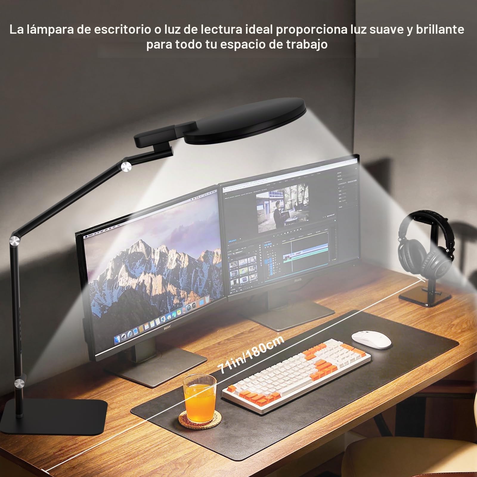 Comely led lámpara de mesa negro tacto Dimmbar 15W led lámpara de mesa nocturna con USB C función de carga 2700K–6000K Ra 97 lámpara de escritorio luz nocturna para dormitorio oficina salón
