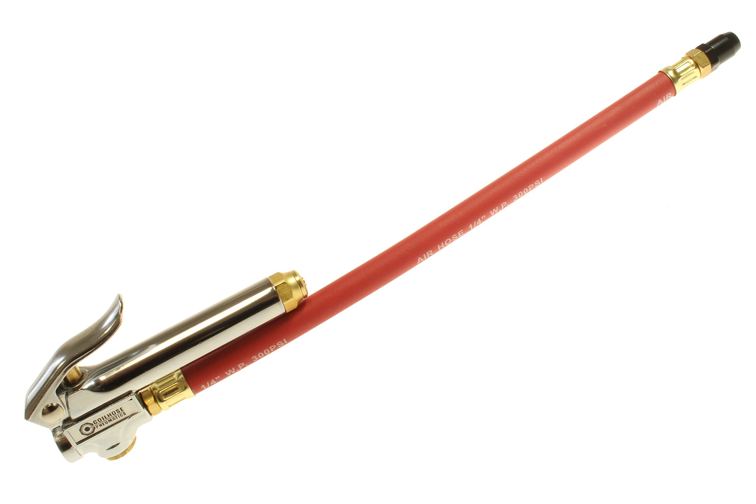 Coilhose Pneumatics TGC1400-DPB Inflator Gauge, 10-90 psi, 12" Hose, Straight Chuck