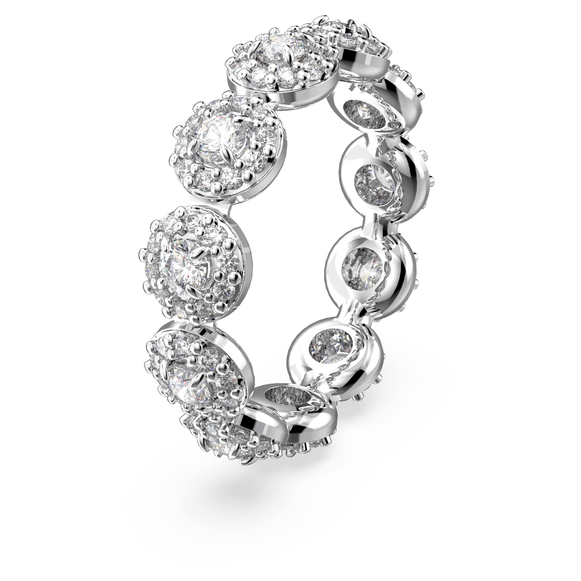 Swarovski Una pierścionek, białe kryształy szlif okrągły i pavé w oprawie pokrytej rodem