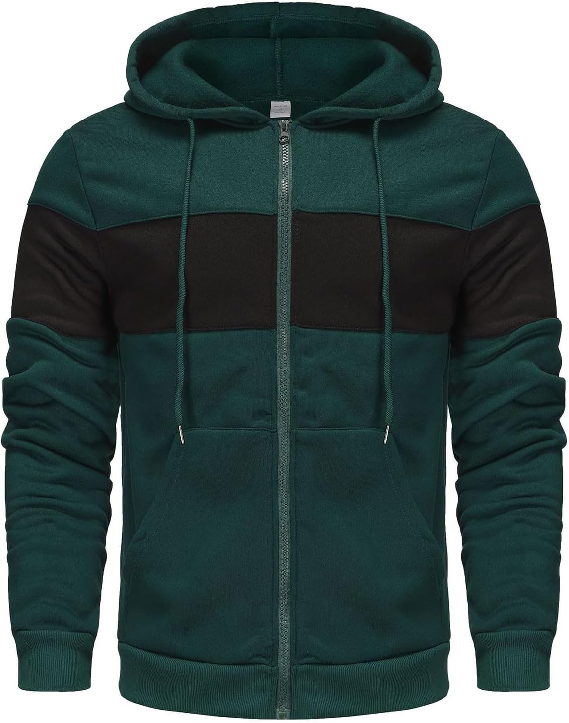 QUNPIU Men's Novelty Color Block Pullover Jacket Full Zip