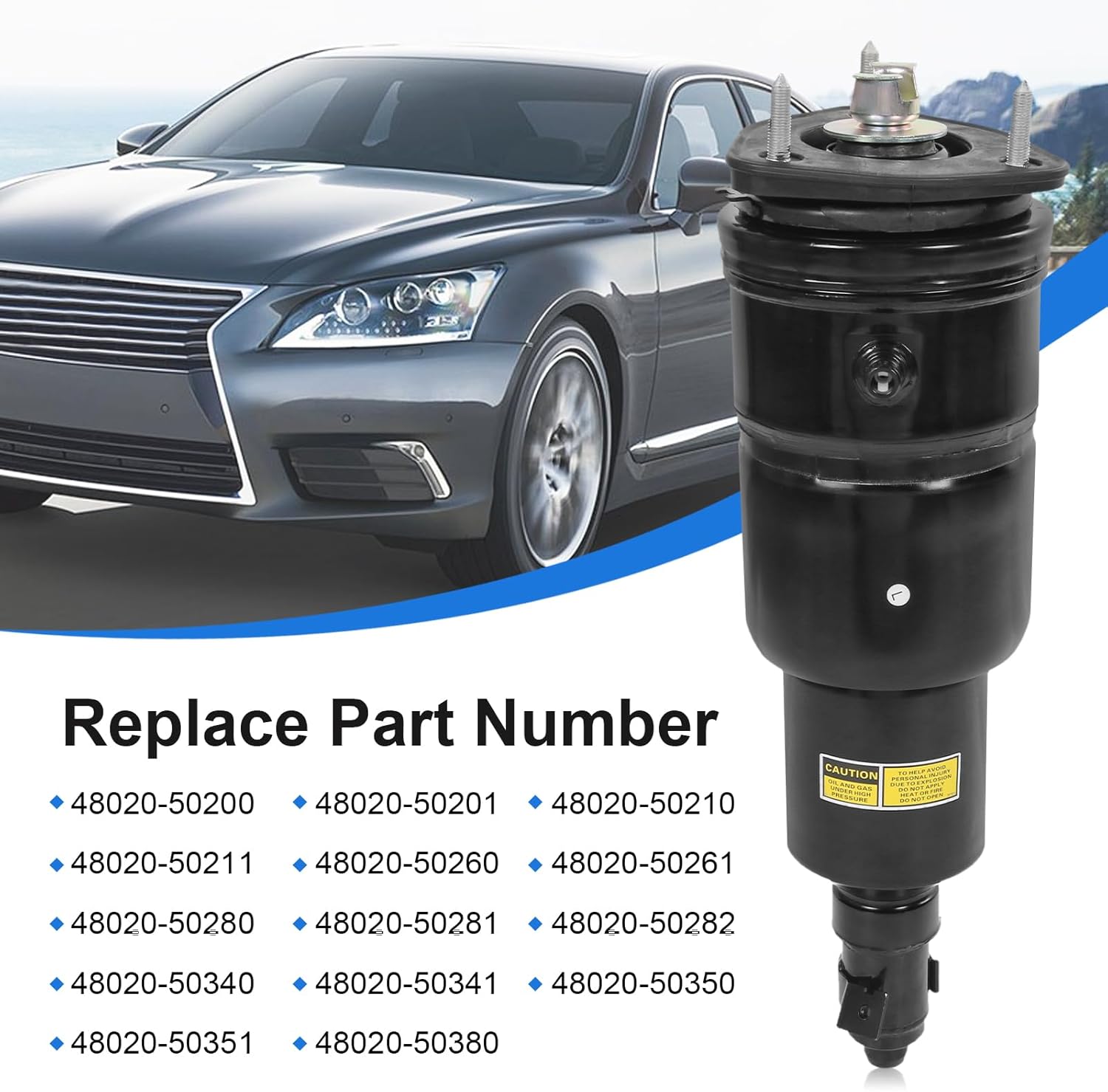 Air Suspension Shock Strut Assembly 48020-50211 Front Left Replacement for Lexus LS600h 2008-2016 LS460 2007-2017 AWD Shock Absorbers Replaces 48020-50200 48020-50201