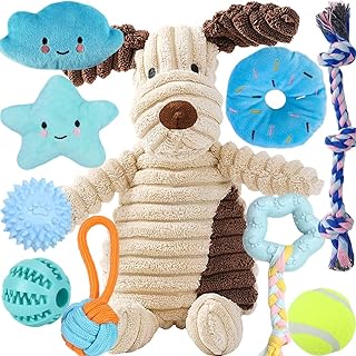 10 Stück Welpen Spielzeug Set - Plüsch Hundespielzeug mit Quietscher, Kauspielzeug & Ball für Kleine Hunde - Zahnpflege Welpenspielzeug & Zubehör für Junghunde product image