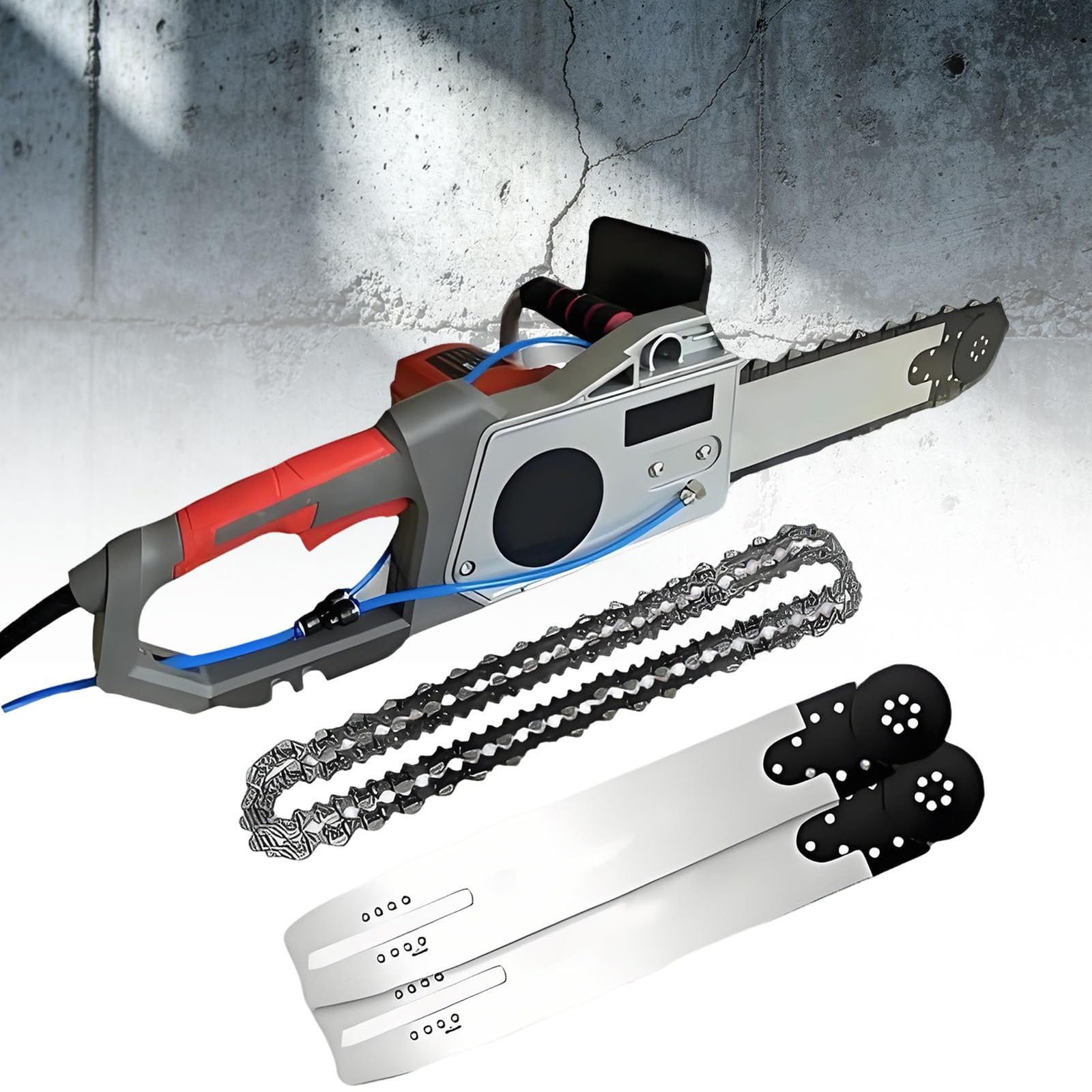 Ymnogjie Electric Concrete Chain Saw,Handheld Chainsaw Wall Cutter,Diamond Chain Wall Cutter,with Water Fed Dust Suppression,with 2 Chains/2 Guide Bar for Granite,Reinforced Concrete 48cm