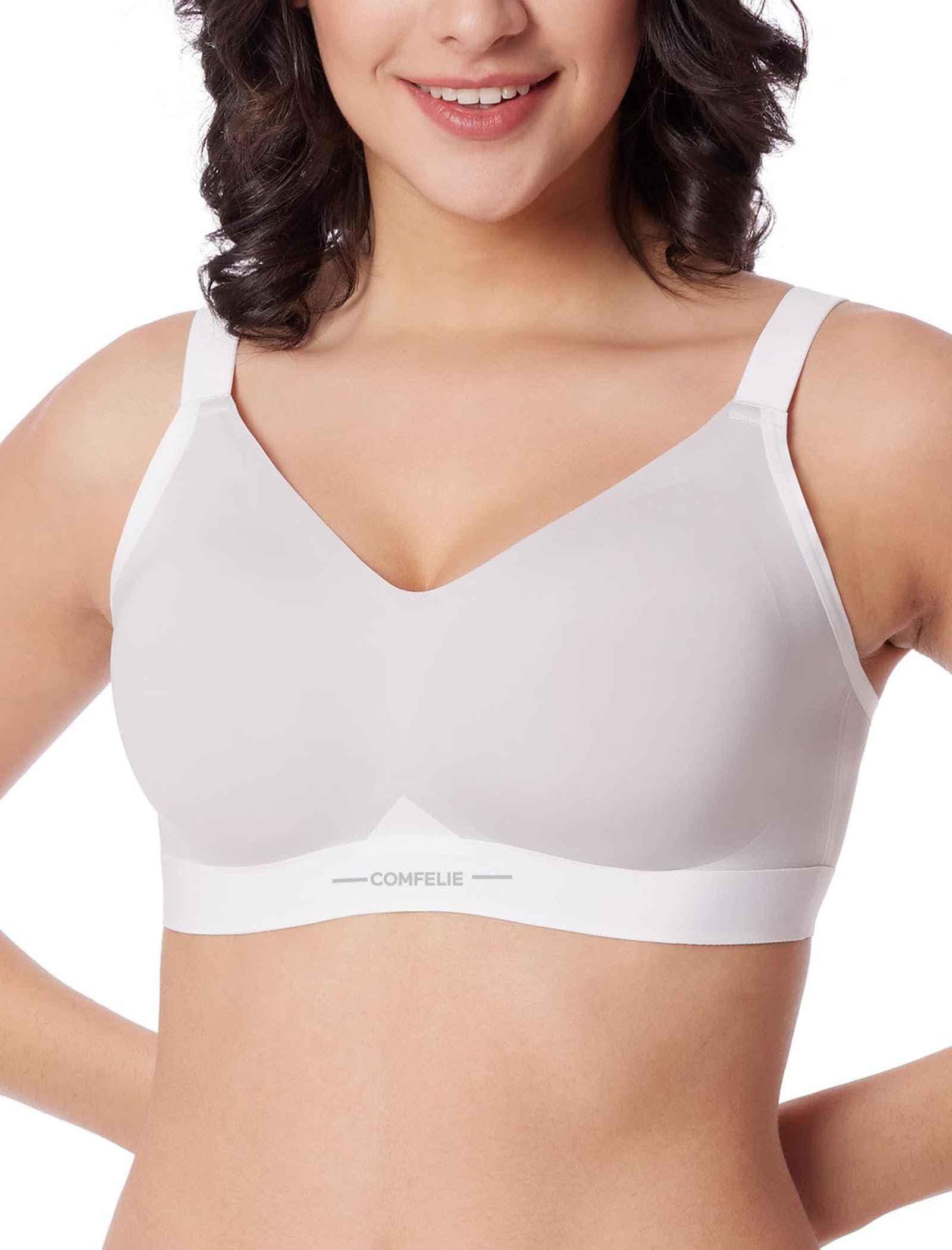 Wireless Bra for Women, Seamless Bra Comfort, Lightly Lined Color Block V-Neck Everyday Bra