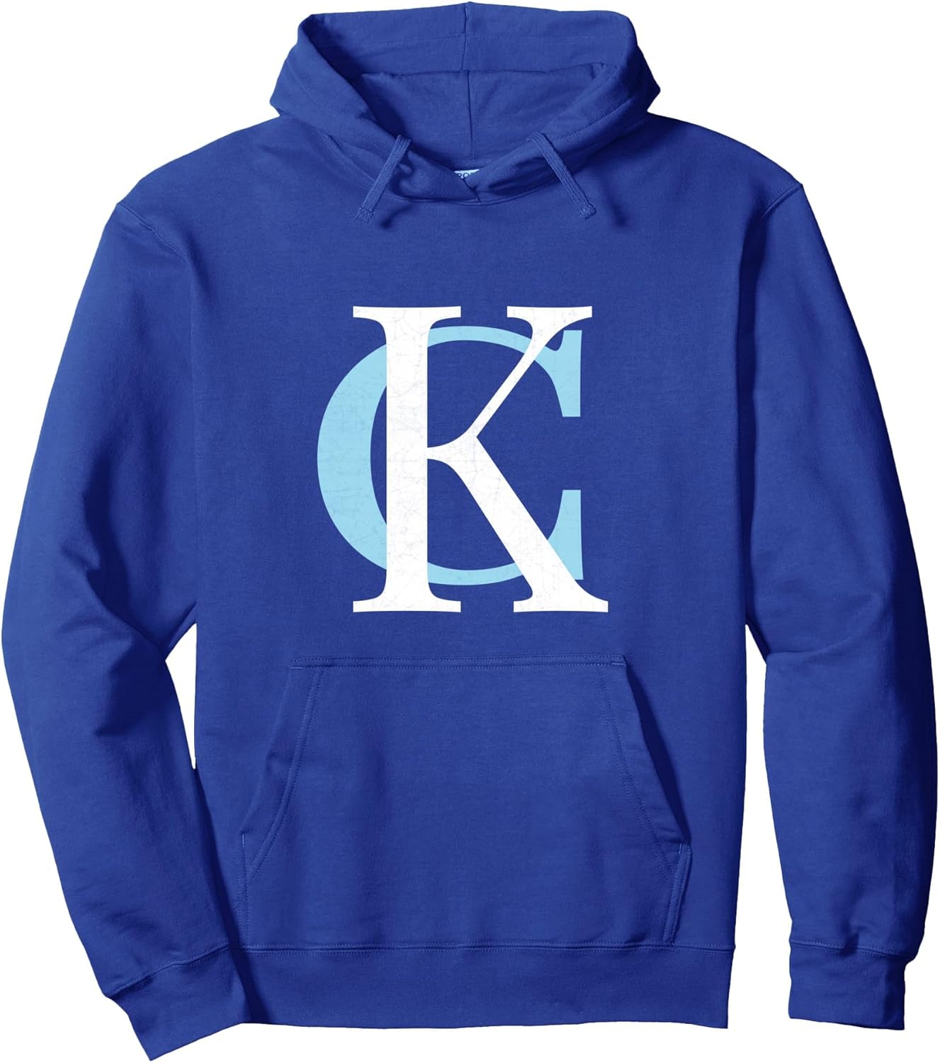 KC Letters Blue Light-Blue Kc Kansas City Initial KC Letters Pullover Hoodie