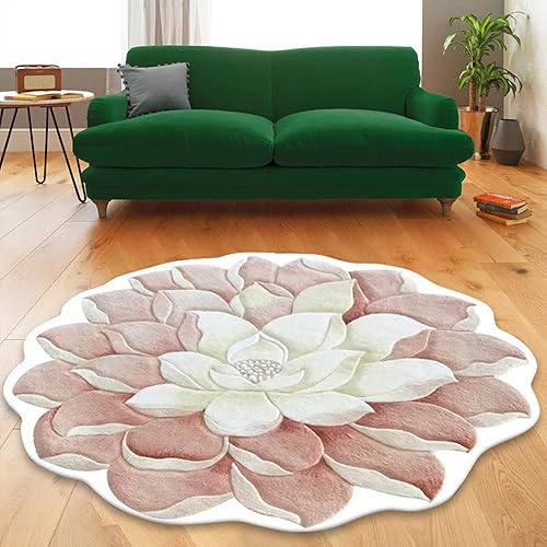 Alfombras de cocina mullidas de 39 pulgadas, color rosa, alfombra de cocina, transferencia de calor, en forma de flor, alfombra de piso de sofá,