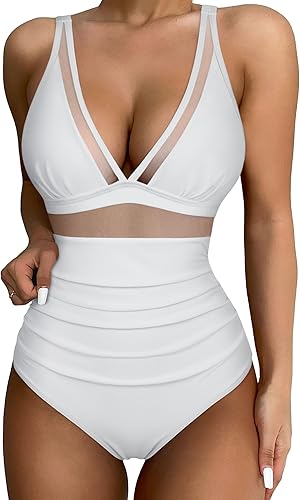 SUUKSESS Traje de baño sexy de malla con control de abdomen para mujer