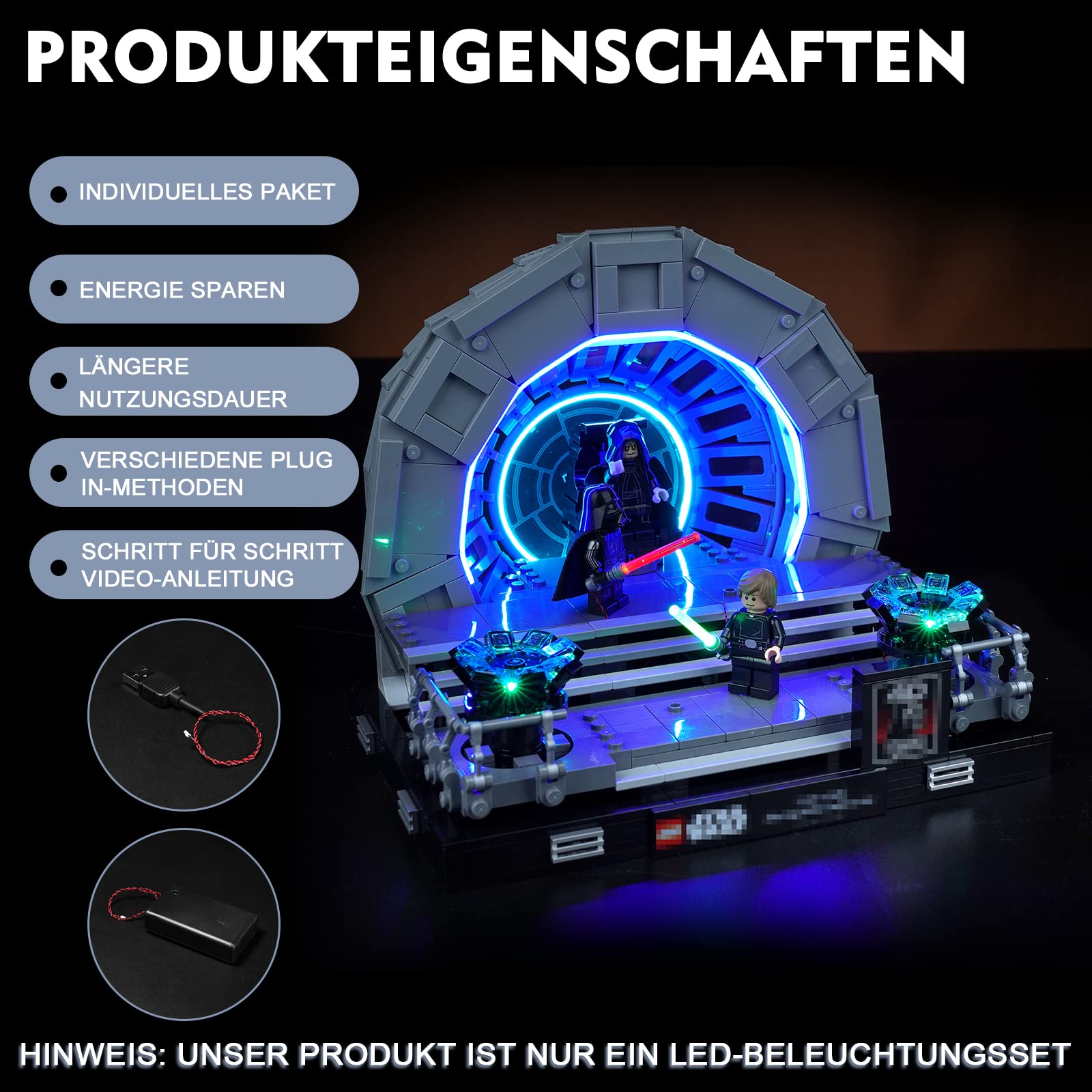 Led Licht Set für Lego Emperor’s Throne Room Diorama (Kein Lego-Modell), Dekorations Led Beleuchtungs Set for Lego 75352 S'tar Wars Emperor’s Throne Room Diorama,Kreatives Geschenk für Erwachsene
