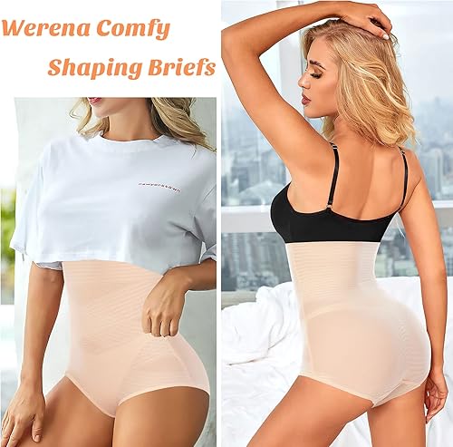 Miniatura 5 de Werena Ropa interior moldeadora con control de abdomen para mujer, de cintura alta, moldeador de cuerpo, bragas moldeadoras