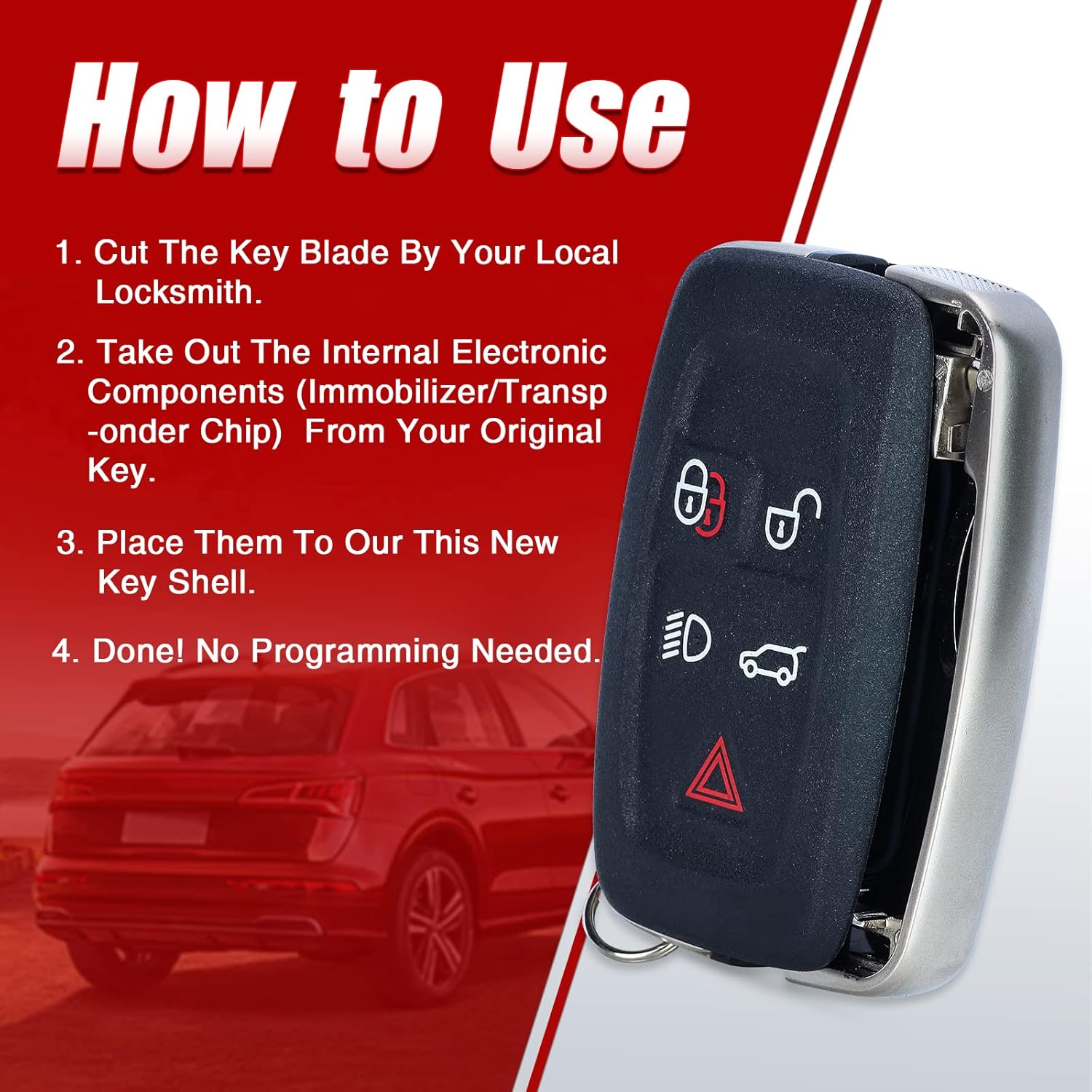 LR052905 Smart Remote Car Key Fob Case Cover Shell Housing Replacement for Land Rover LR4 for Range Rover Sport 2010 2011 2012 2013 - Image 4