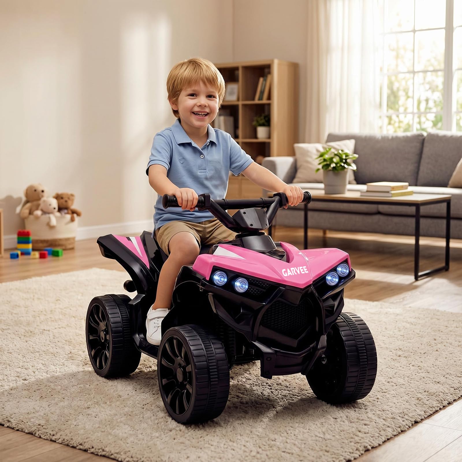 Kinder Elektroquad 6V, Kinderquad Elektro mit 6V 4.5Ah Akku | Elektrisches Kinderfahrzeug ATV mit Scheinwerfern & Hupe, Elektro-Quad für Jungen & Mädchen 3-6 Jahre, Max. 30 kg, Pink