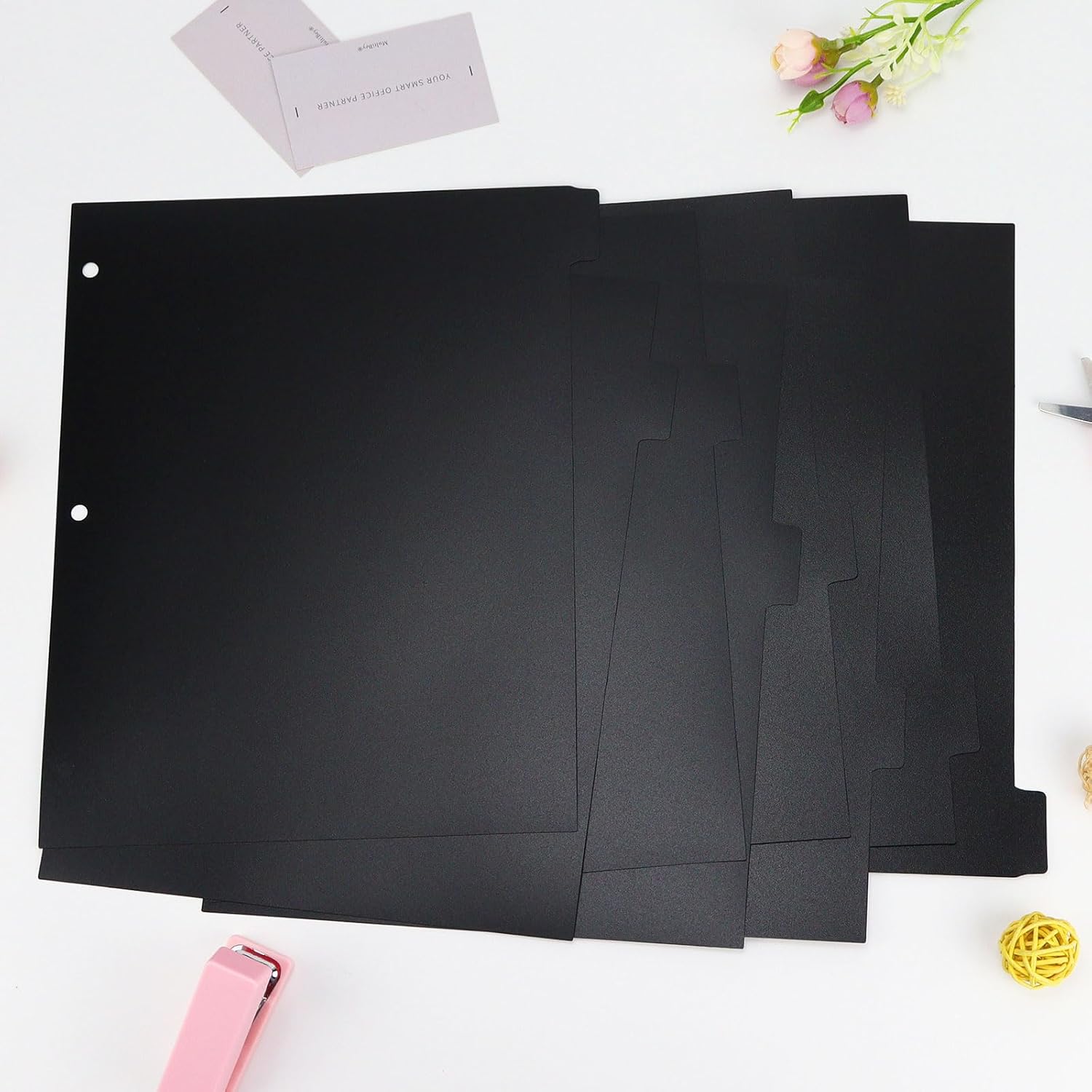 Koqye Black Plastic Dividers for 3 Ring Binder, 8-Tab Binder Dividers, 3 Ring Dividers with Tabs, Binder Tabs Perfect for School or Office Use (Black- 10 Pack)