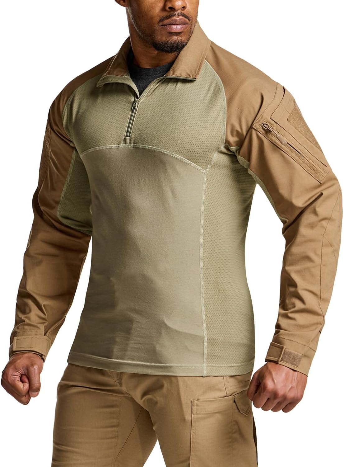 CQR Men's Combat Shirt Tactical 1/4 Zip Long Sleeve Military BDU Shirts Camo EDC Top with Pockets - Image 8