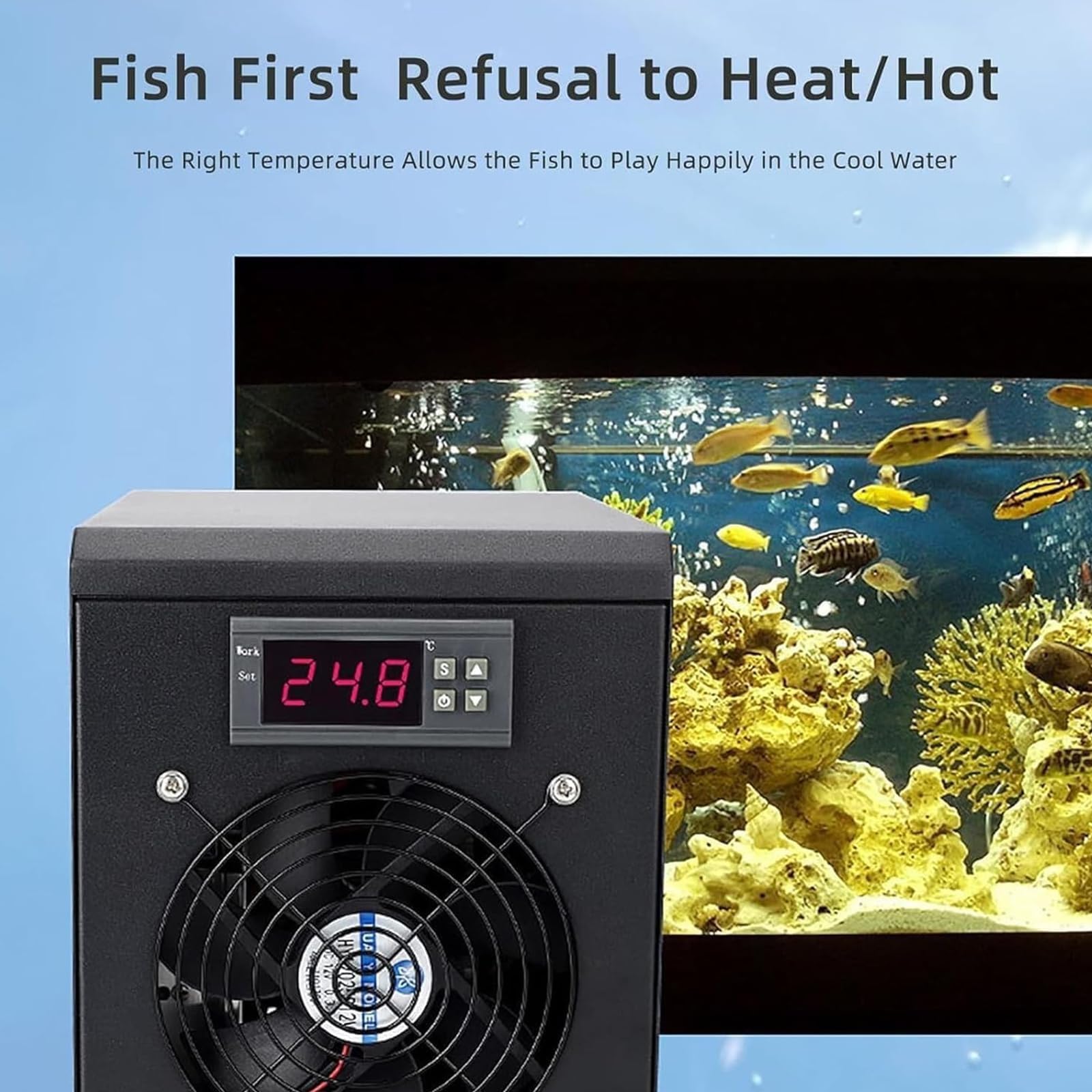 Enfriador de Acuario 60L 16 GAL, Enfriador de Agua para Tanque de Peces pequeño con compresor silencioso, Sistema de Control de Temperatura Constante para Sal Fresca, Arrecife Marino, Coral, camarón