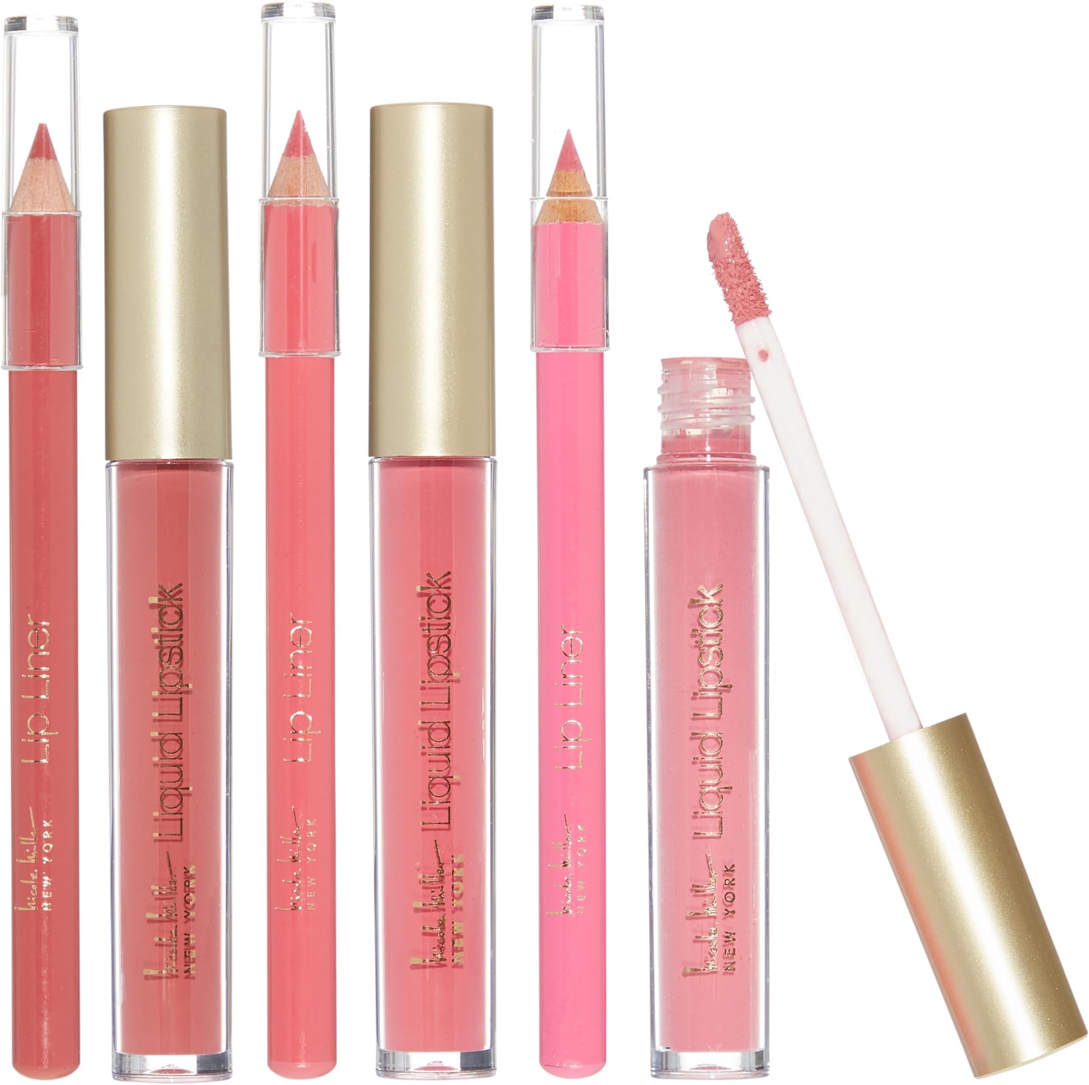 Nicole Miller Liquid Lipstick & Liner Collection | 6 Piece Set in Various Shades for Stunning, Long-lasting